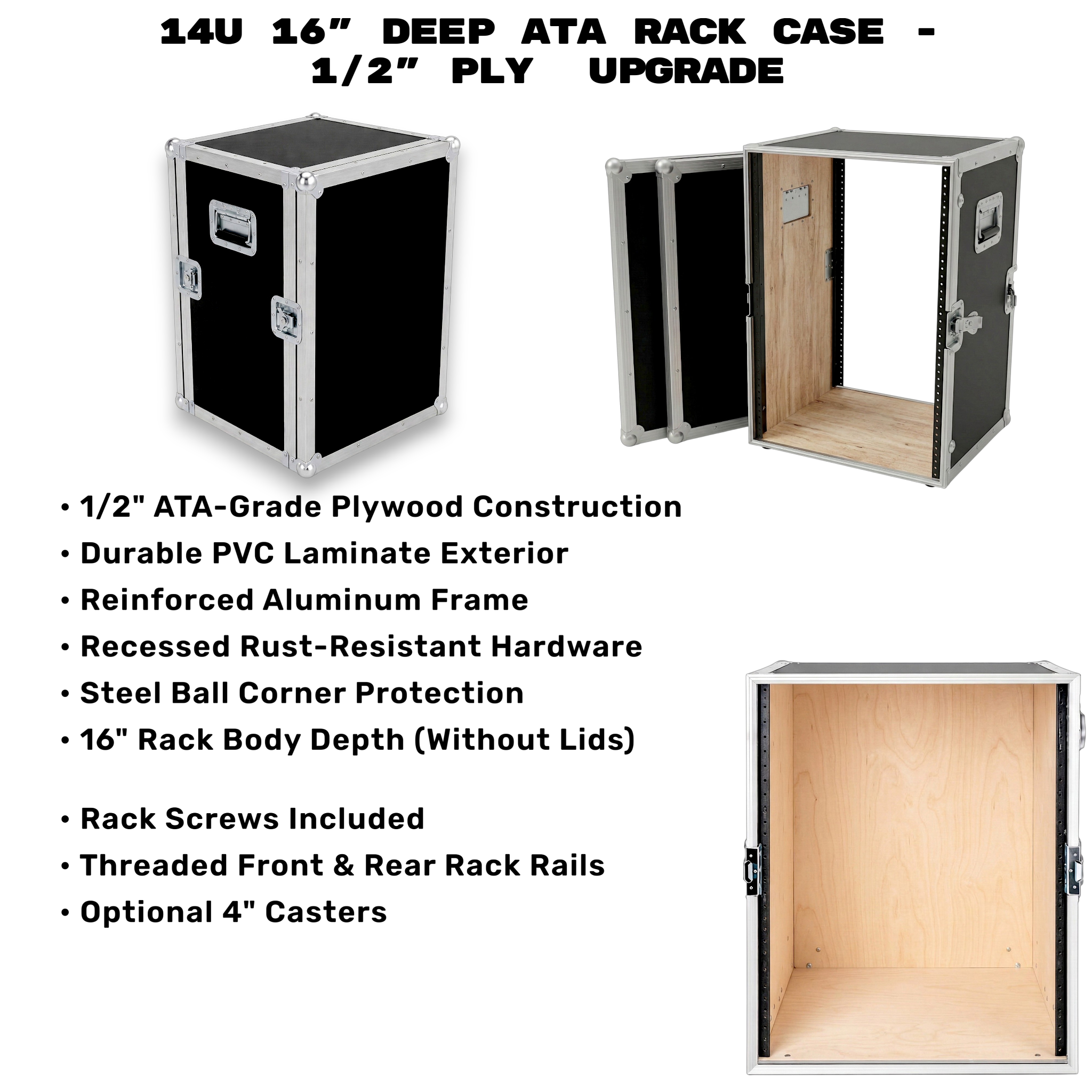 14U 16" Deep ATA Rack Case | 3/8" Ply Heavy-Duty