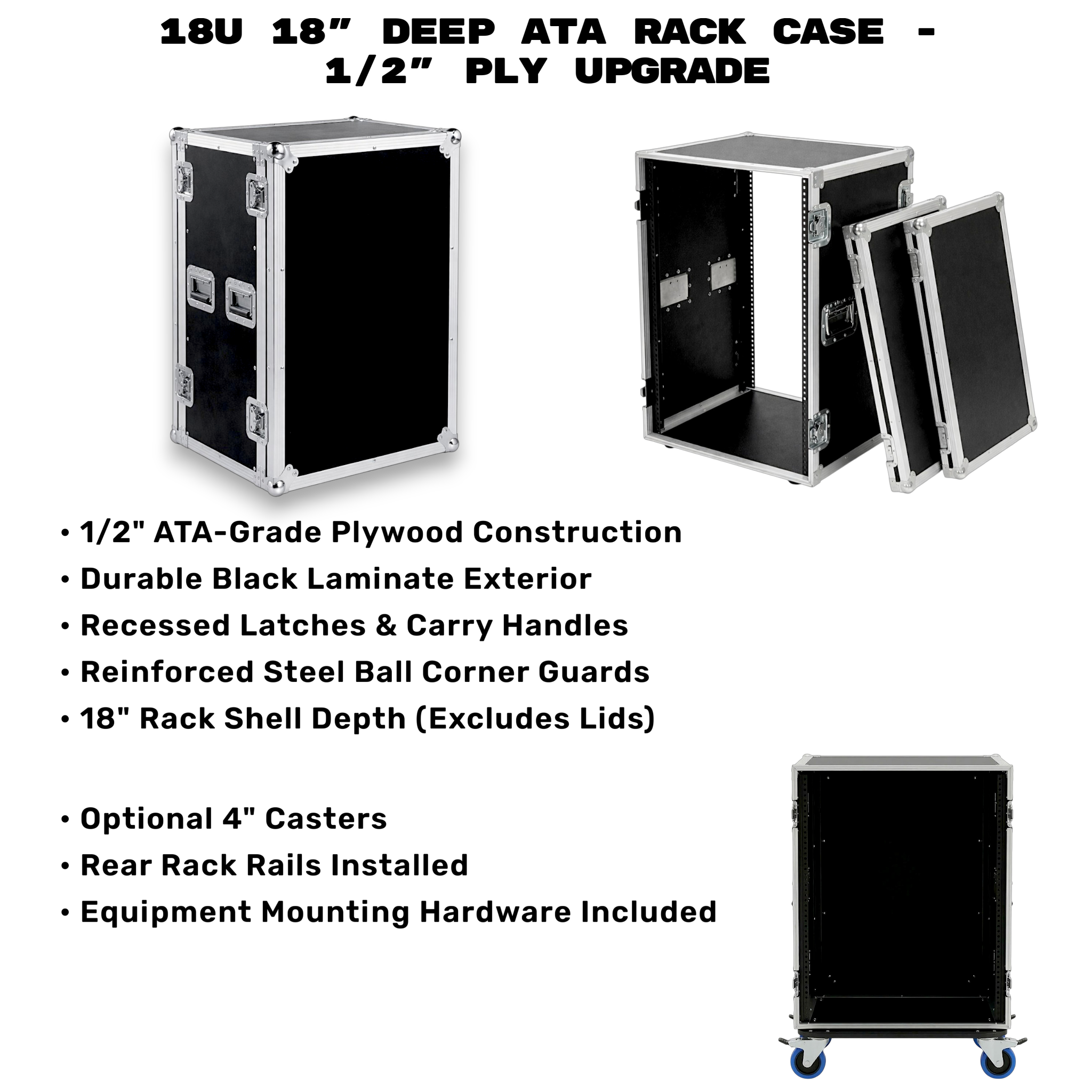 18U 18" Deep ATA Rack Case | 3/8" Heavy-Duty Ply