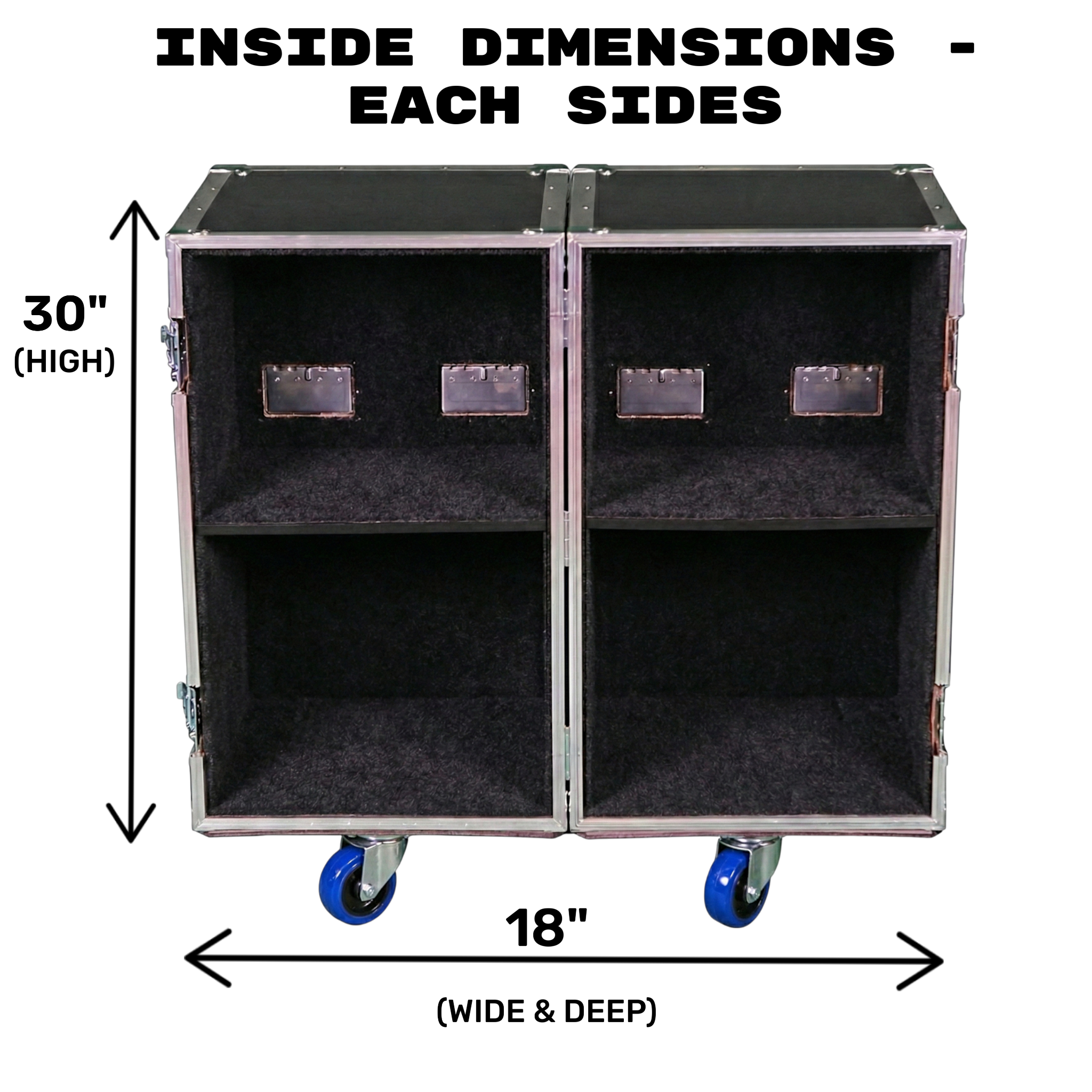 2-Sided Heavy Duty ATA Drum Case with Adjustable Shelves – 18x18x30