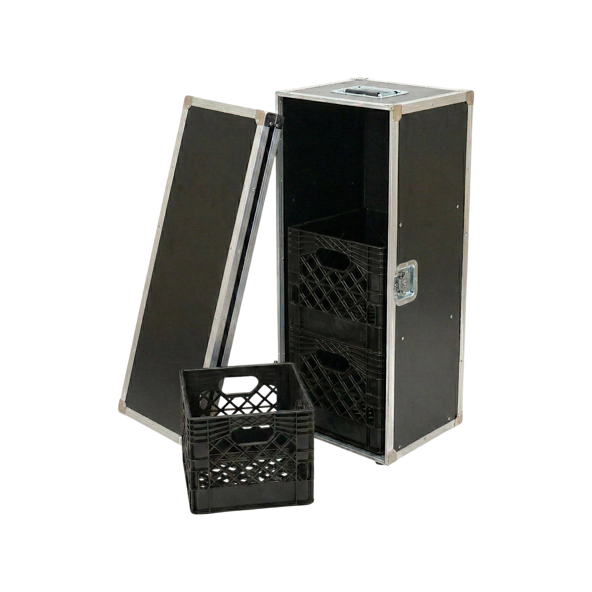 3 Milk Crate Drawer ATA Style Case With Dolly Wheels