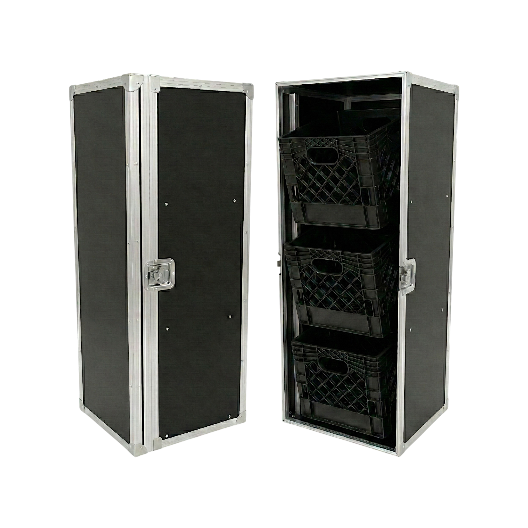 3 Milk Crate Drawer ATA Style Case With Dolly Wheels