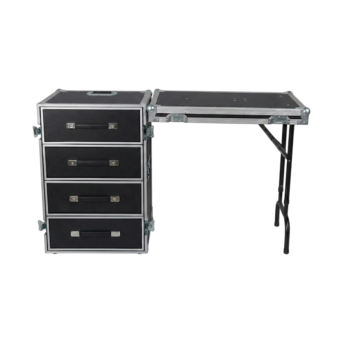 4 Drawer ATA Mobile Workstation With Dolly Wheels, open view