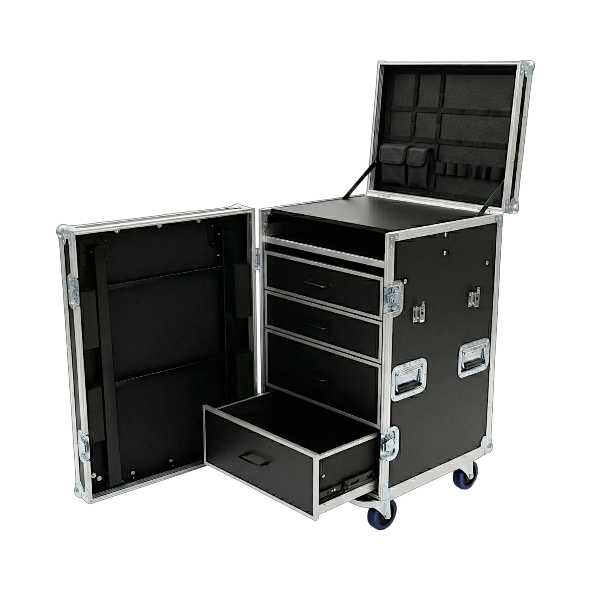 4 Drawer ATA Workstation With Flip-Up Top Lid, flip-up top lid opened