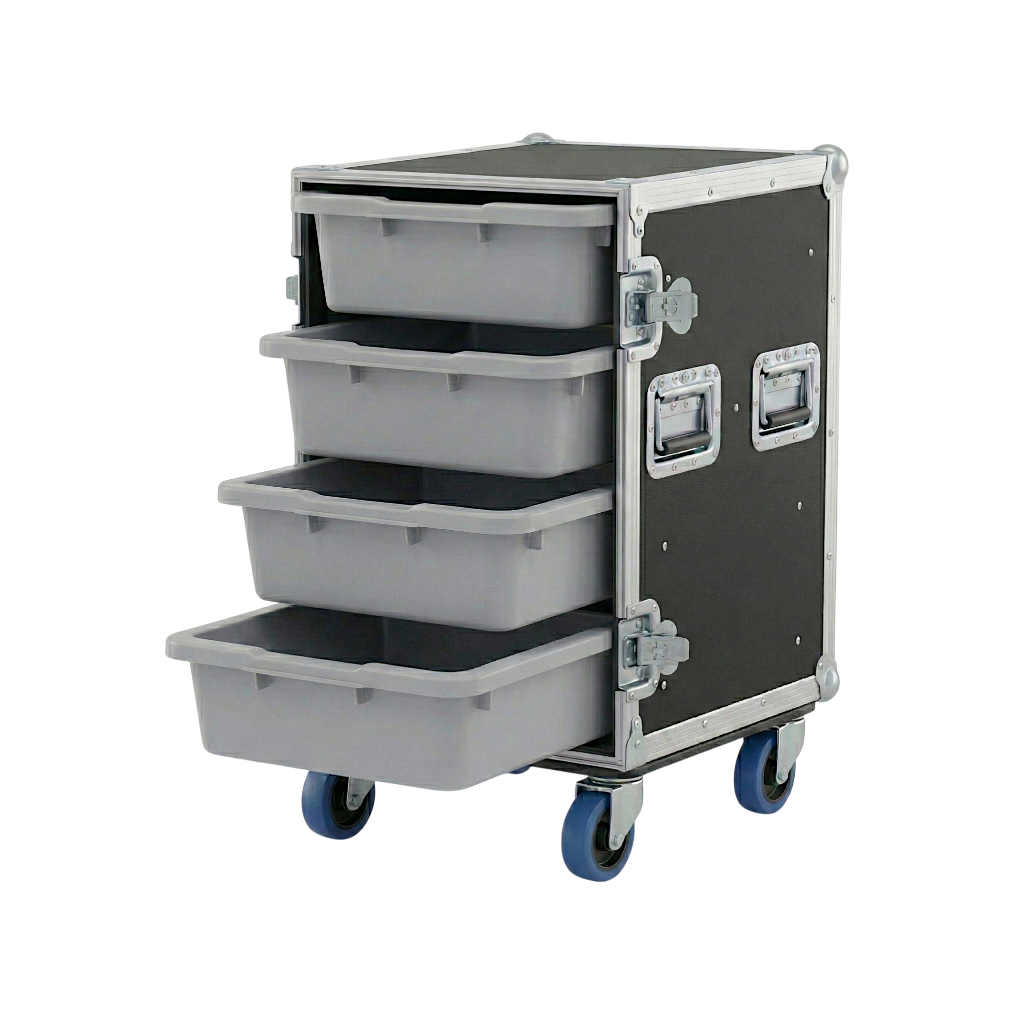 4 Large Tub Drawer ATA Case 3/8" Ply With Wheels
