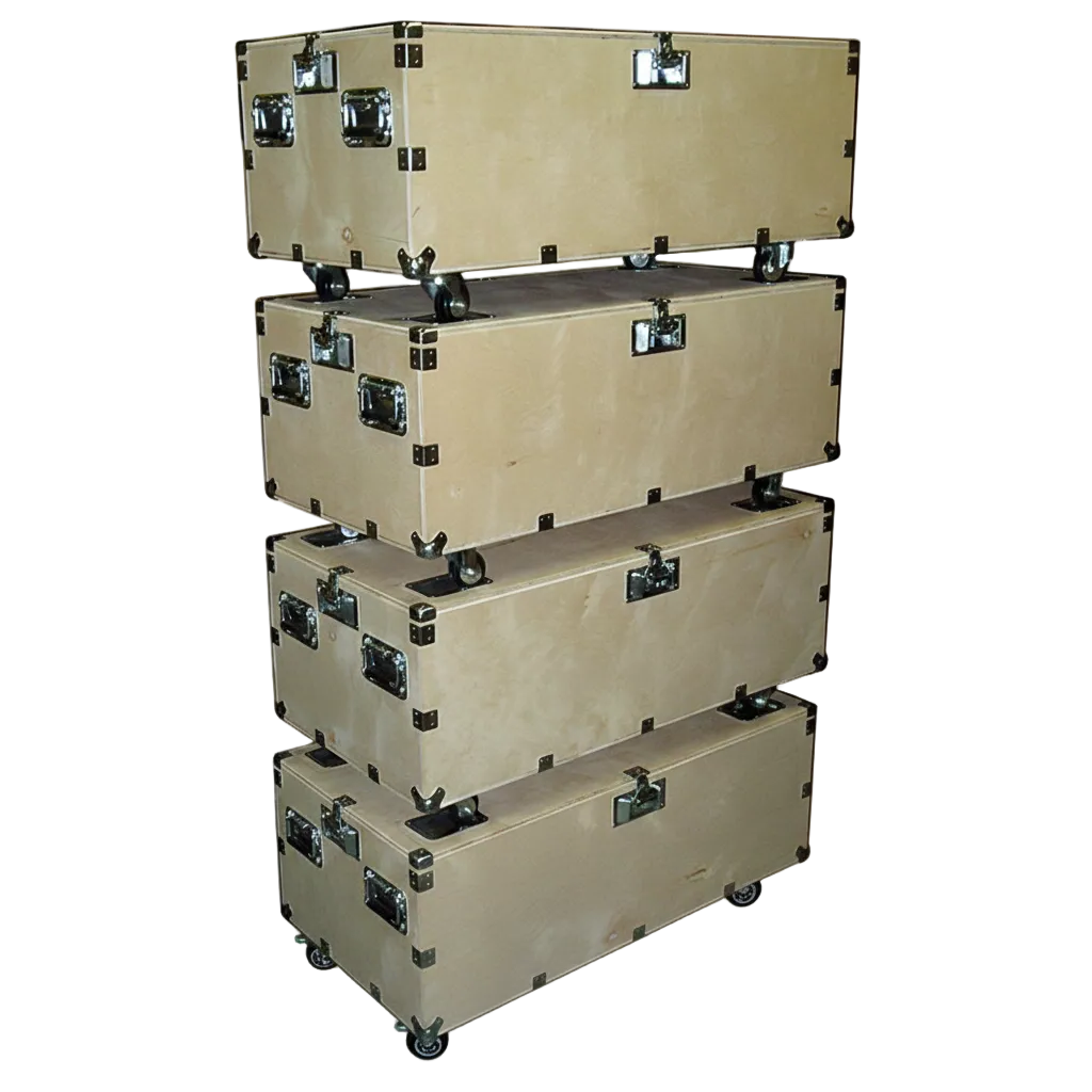 48" Heavy Duty 1/2" Ply Crate Style Trunk Cases – 4-Pc Stackable Set