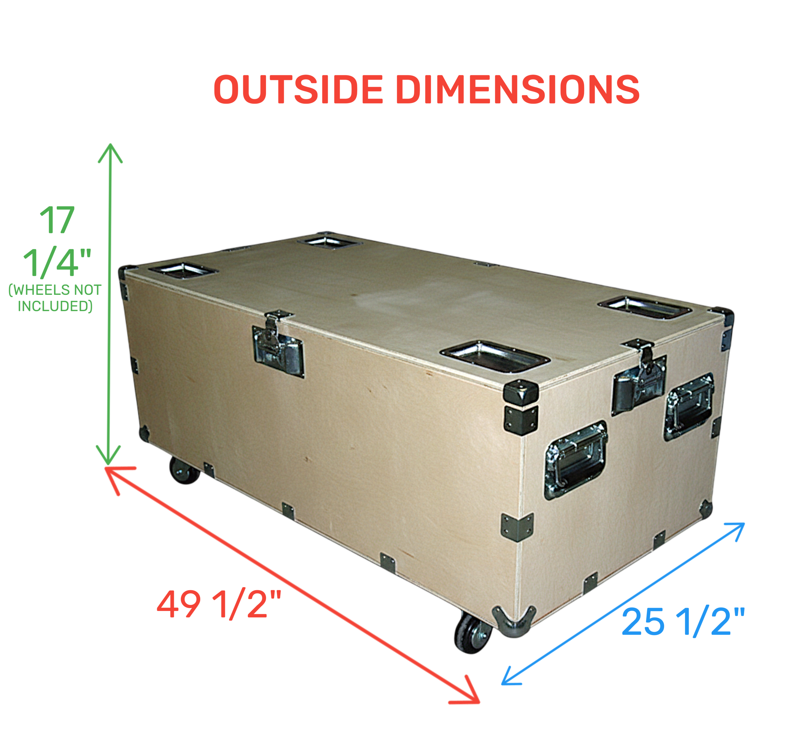 48" Heavy Duty 1/2" Ply Crate Style Trunk Cases – 4-Pc Stackable Set
