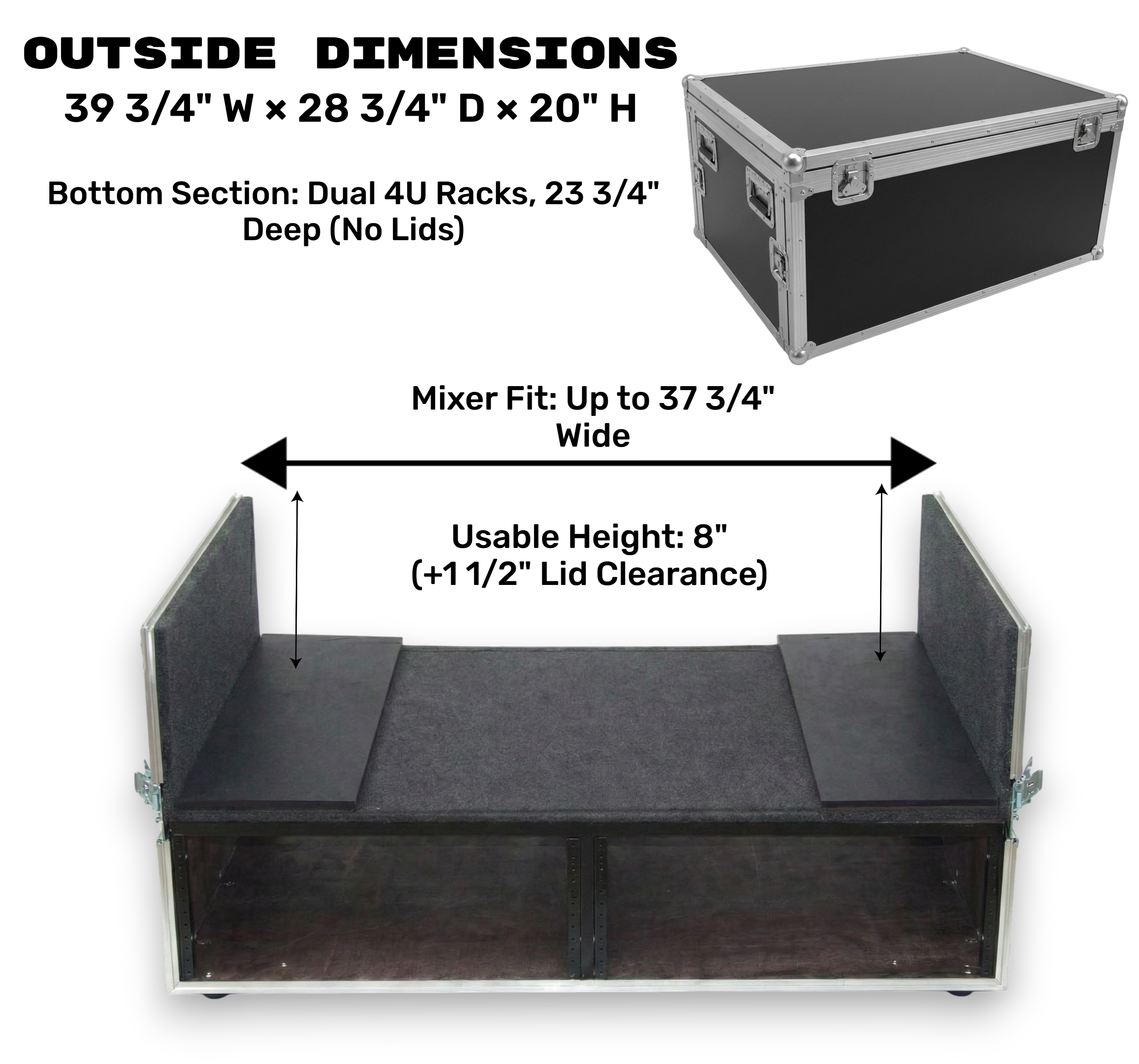 4U Mixer Rack ATA Case for Behringer X32, Soundcraft SI or Similar