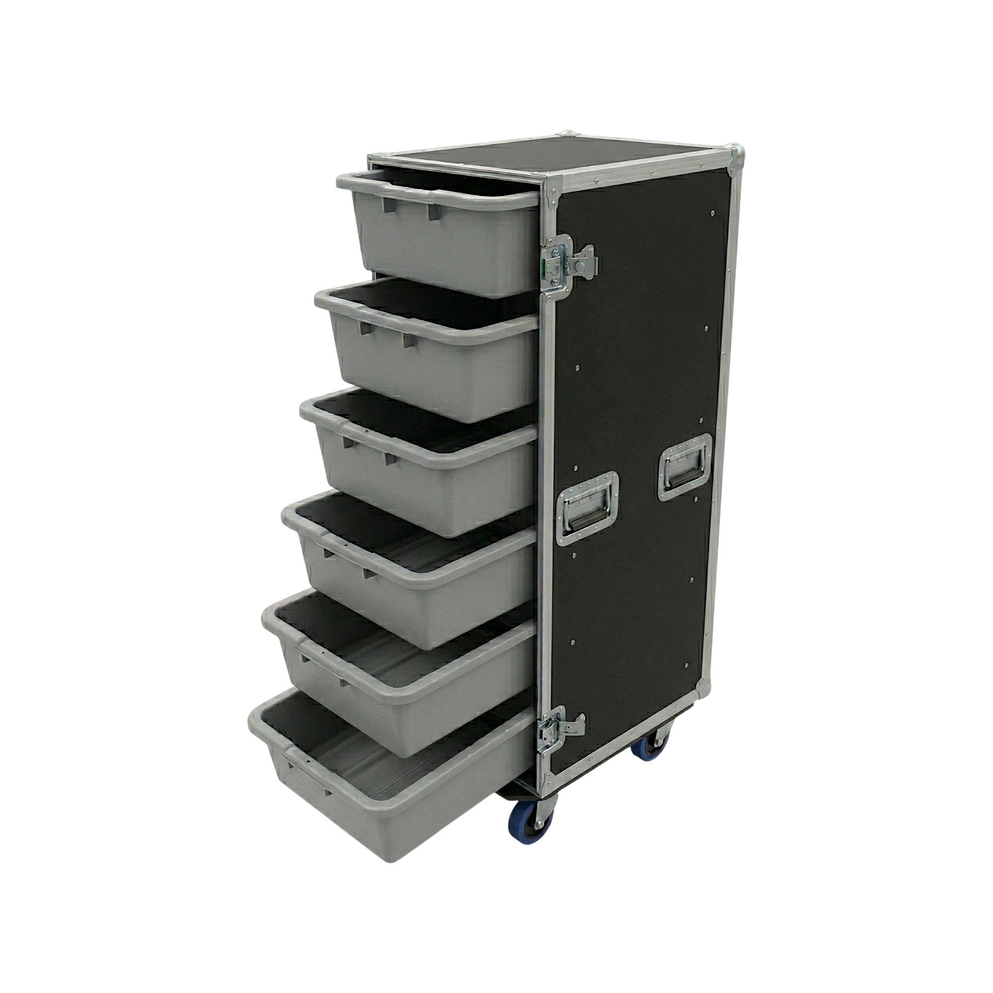6 Large Tub Drawer ATA Case 3/8" Ply With Lid Table & Wheels
