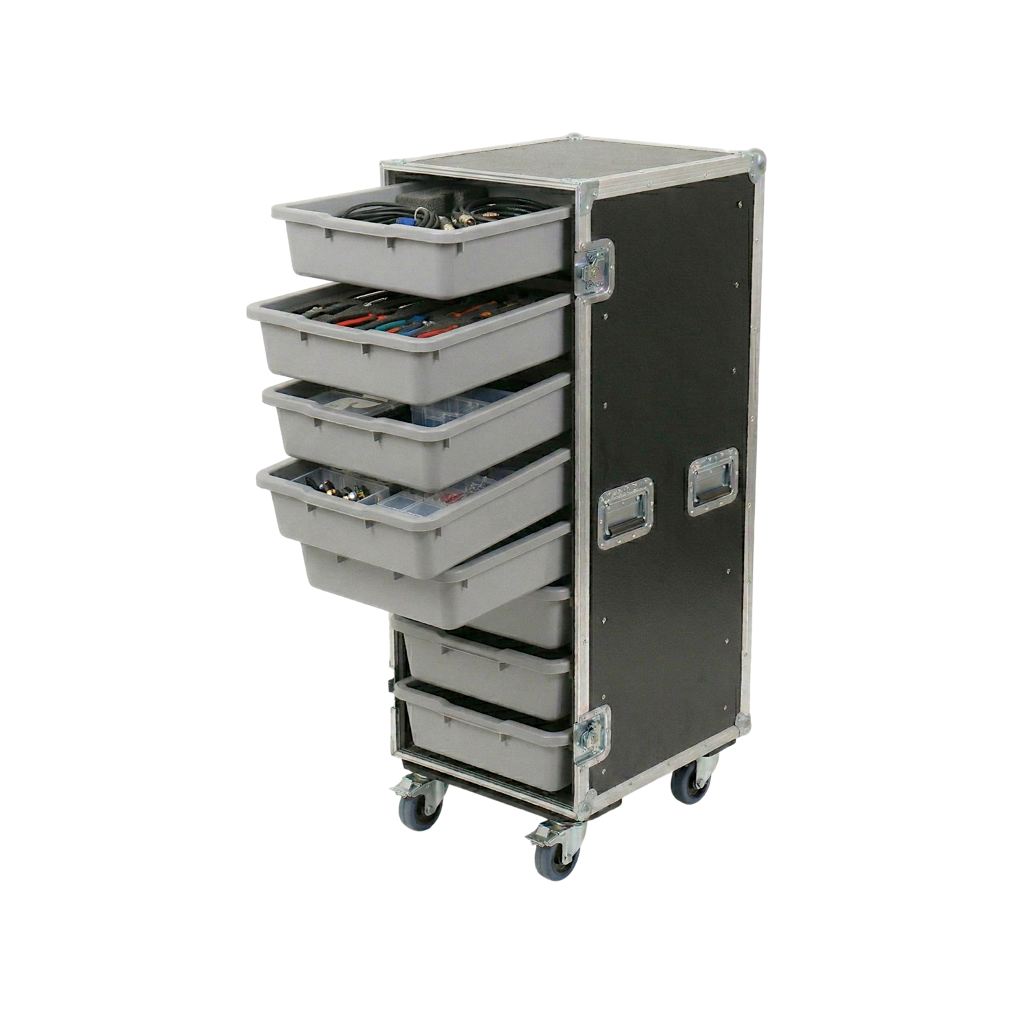 8 Small Tub Drawer ATA Case 3/8" Ply With Lid Table & Wheels