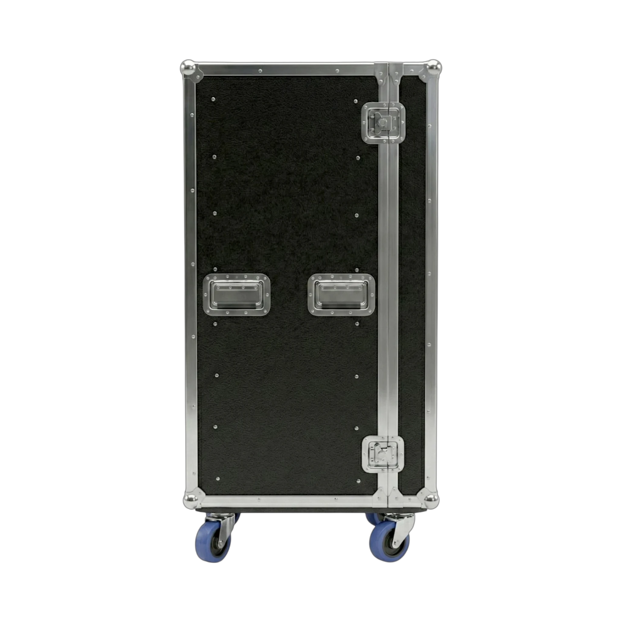 Black 8 Small Tub Drawer ATA Case 3/8" Ply With Wheels, side view showing handles and latches