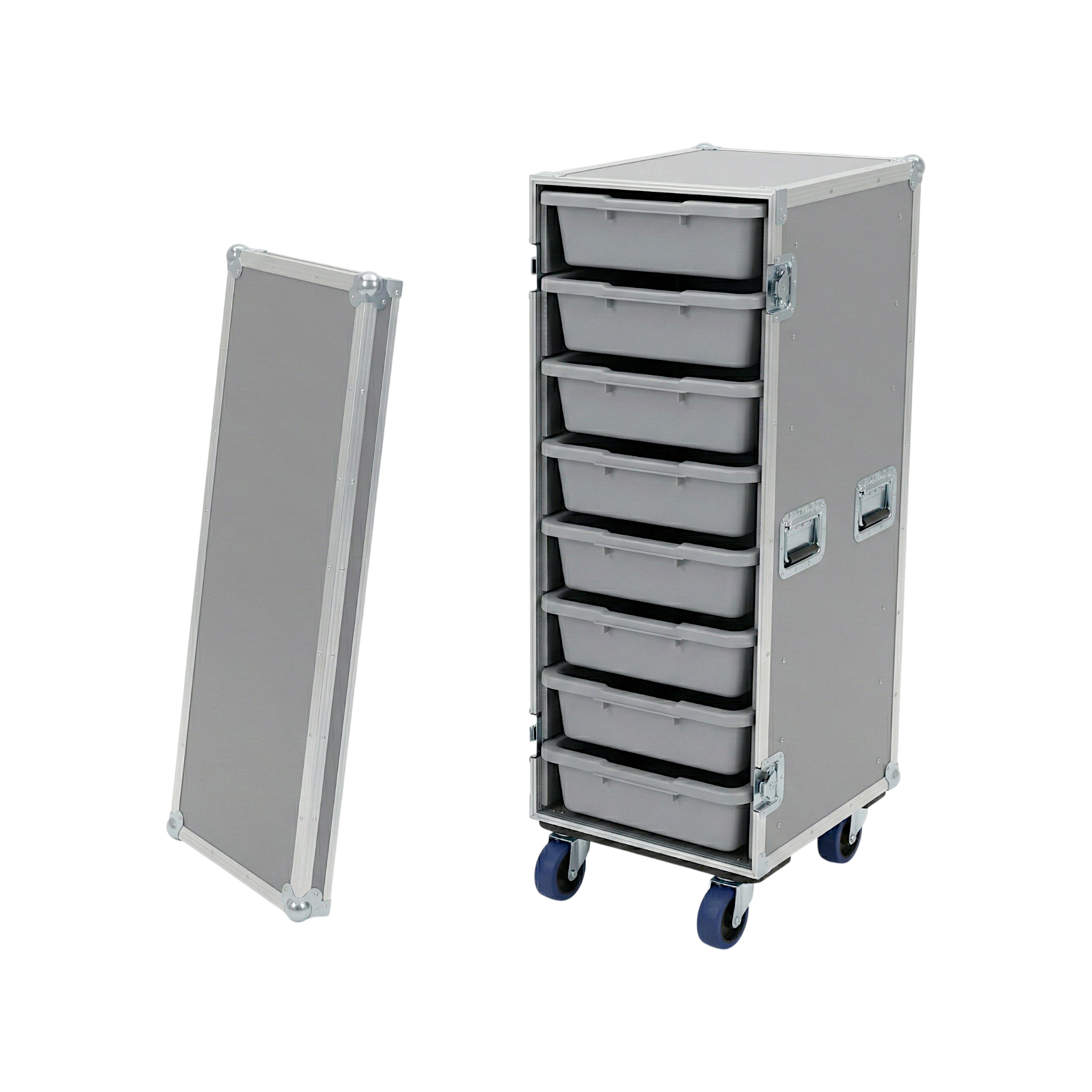 8 Small Tub Drawer ATA Case 3/8" Ply With Wheels