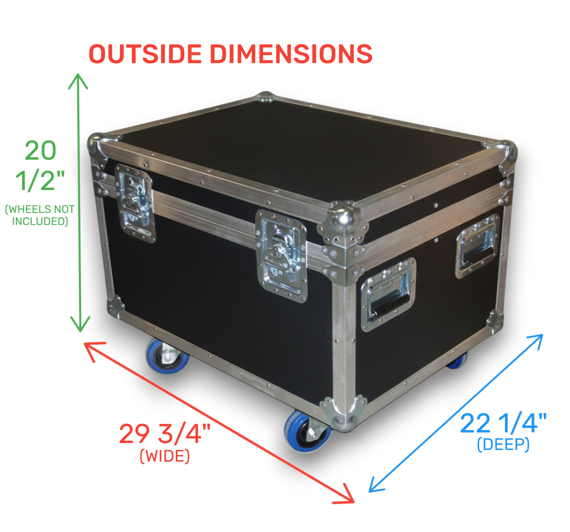 30" x 22" Compact ATA Cable Trunk 20" High with Wheels