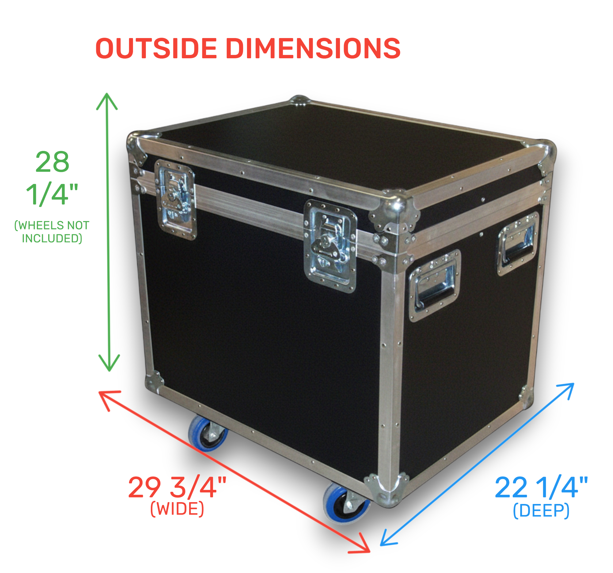 30" x 22" Compact ATA Cable Trunk 28" High with Wheels