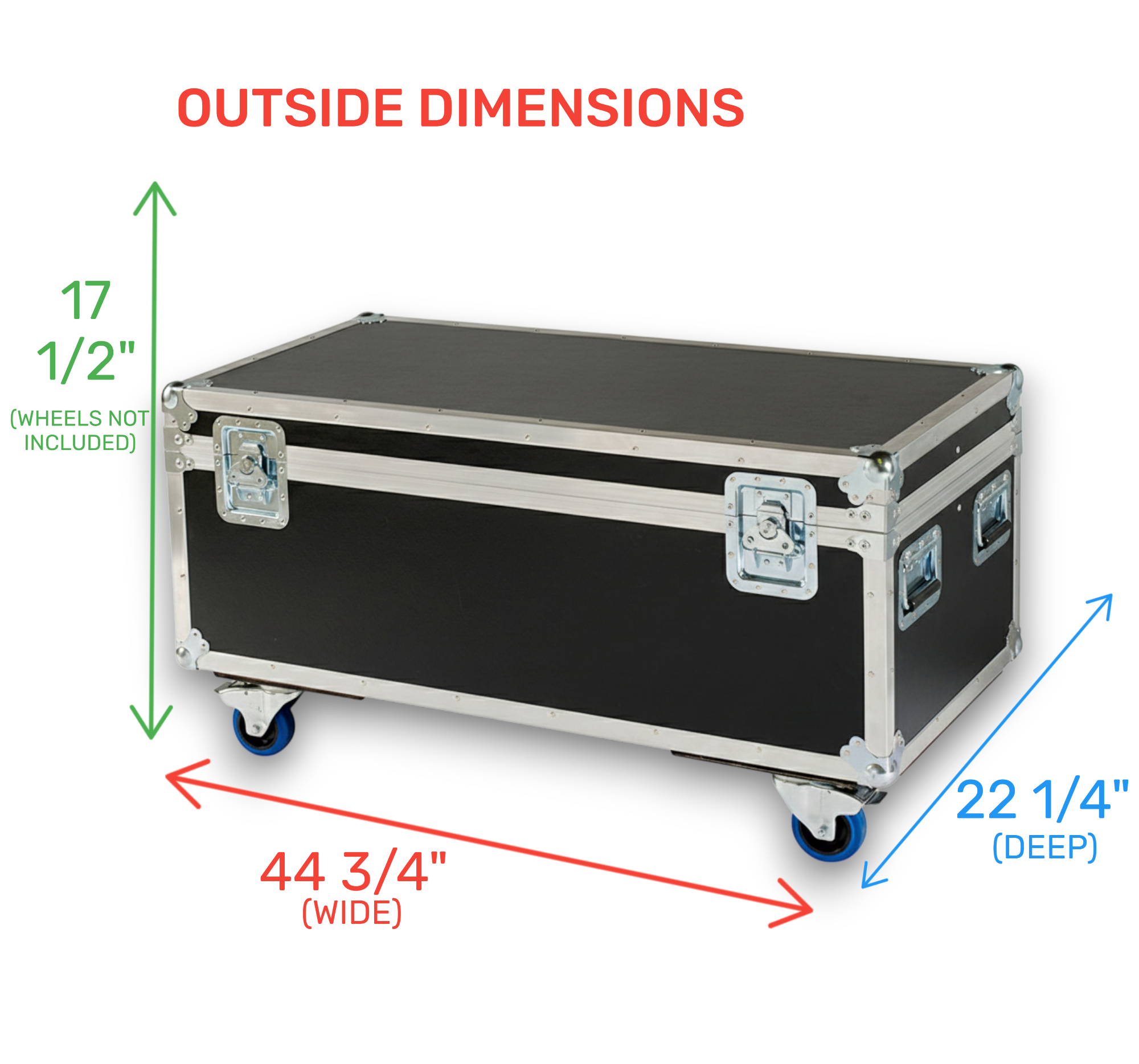 44" x 22" ATA Cable Trunk with 2 Compartments and Wheels
