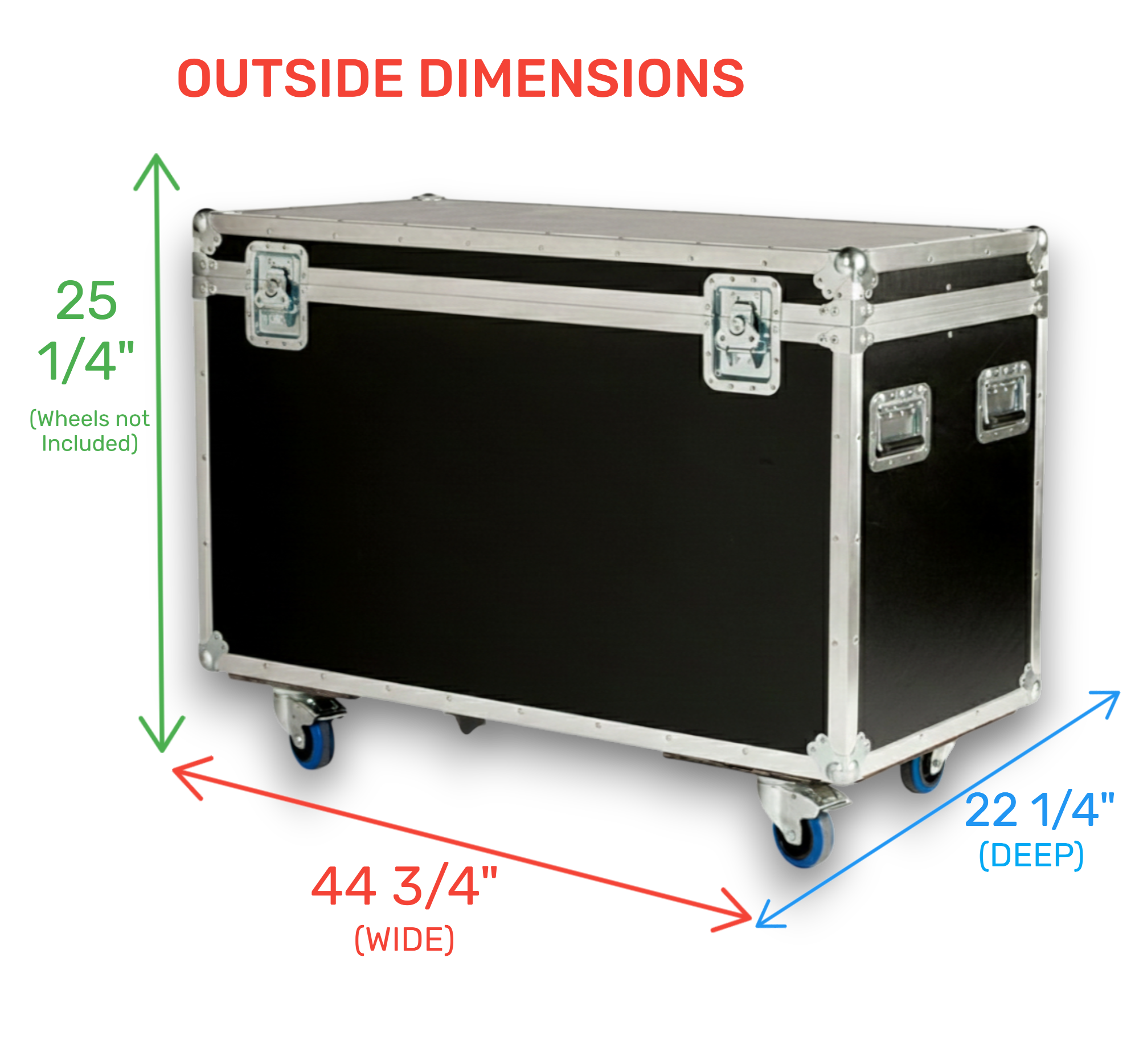 44" x 22" Extra Tall ATA Cable Trunk with Wheels