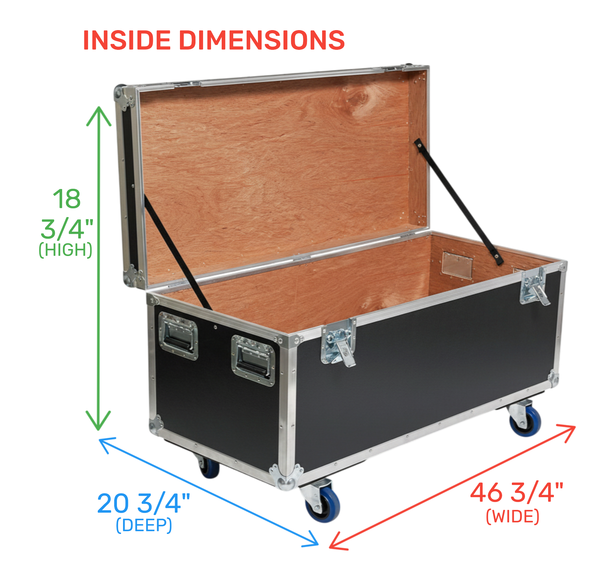 48" x 22" Jumbo ATA Cable Trunk 20" High with Wheels
