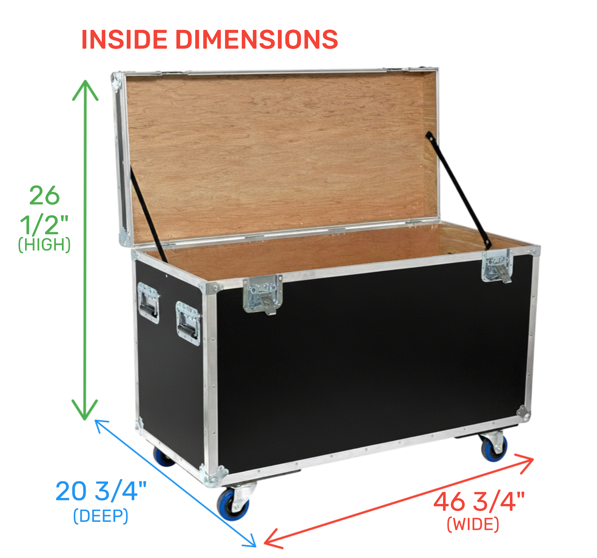 48" x 22" Jumbo ATA Cable Trunk 28" High with Wheels