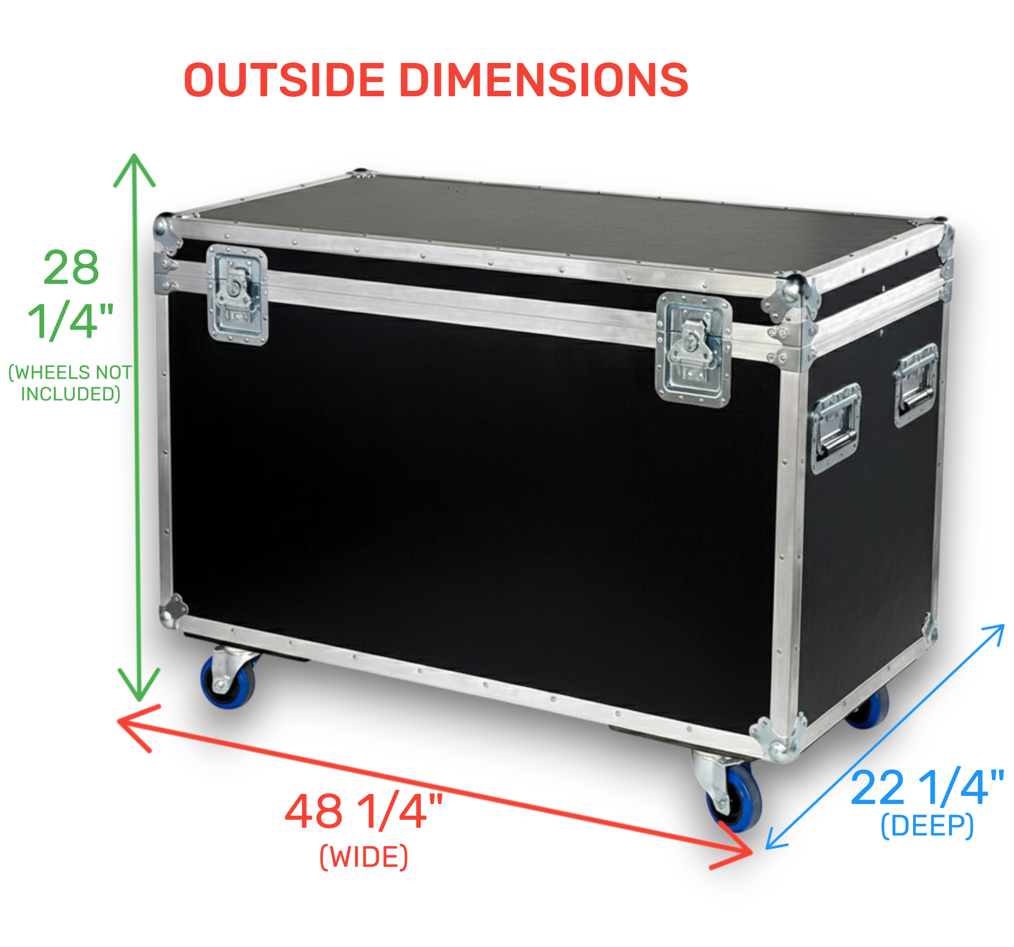 48" x 22" Jumbo ATA Cable Trunk 28" High with Wheels