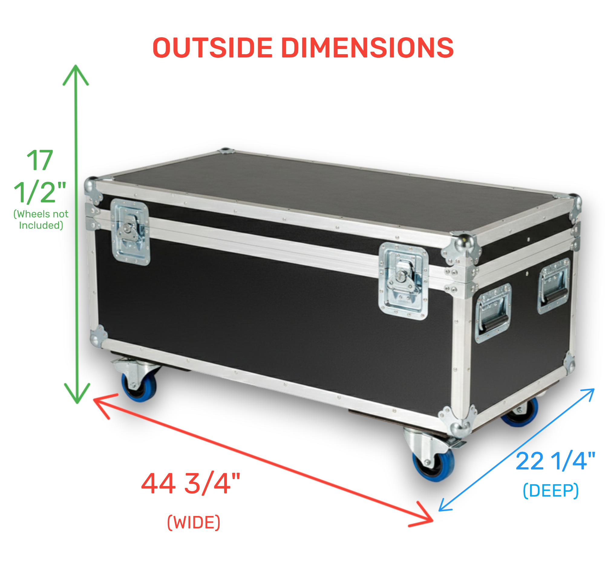 44" x 22" Half Pack ATA Cable Trunk with Wheels