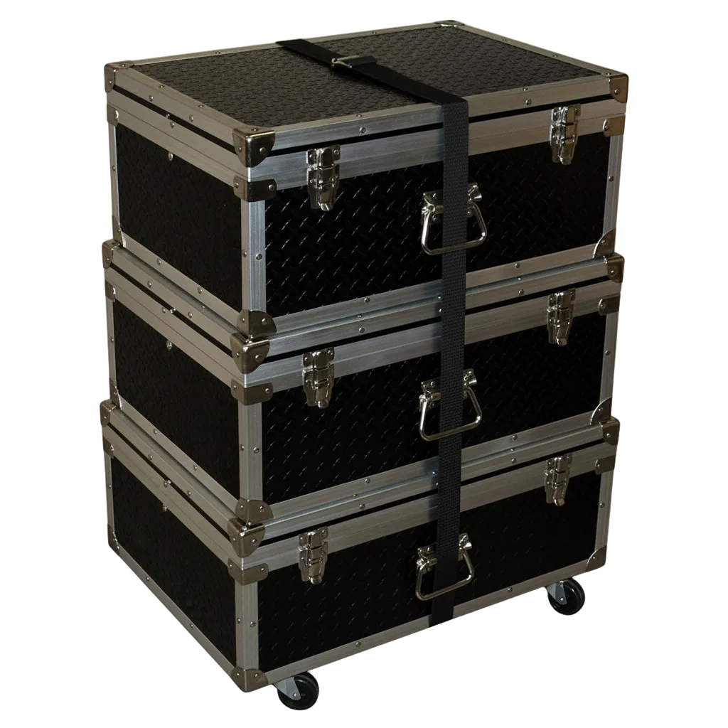 1/4" ATA Triple Accessory Case Rolling Stack – Multi-Color