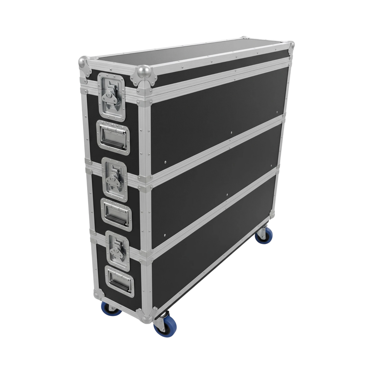 Black Triple Decker ATA Utility Case with 12 Removable Foam Dividers, angled closed view