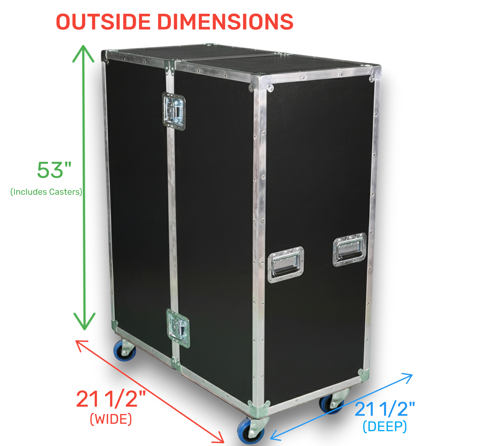 2-Sided 20x20x46 Utility Trunk Case with Adjustable Shelves