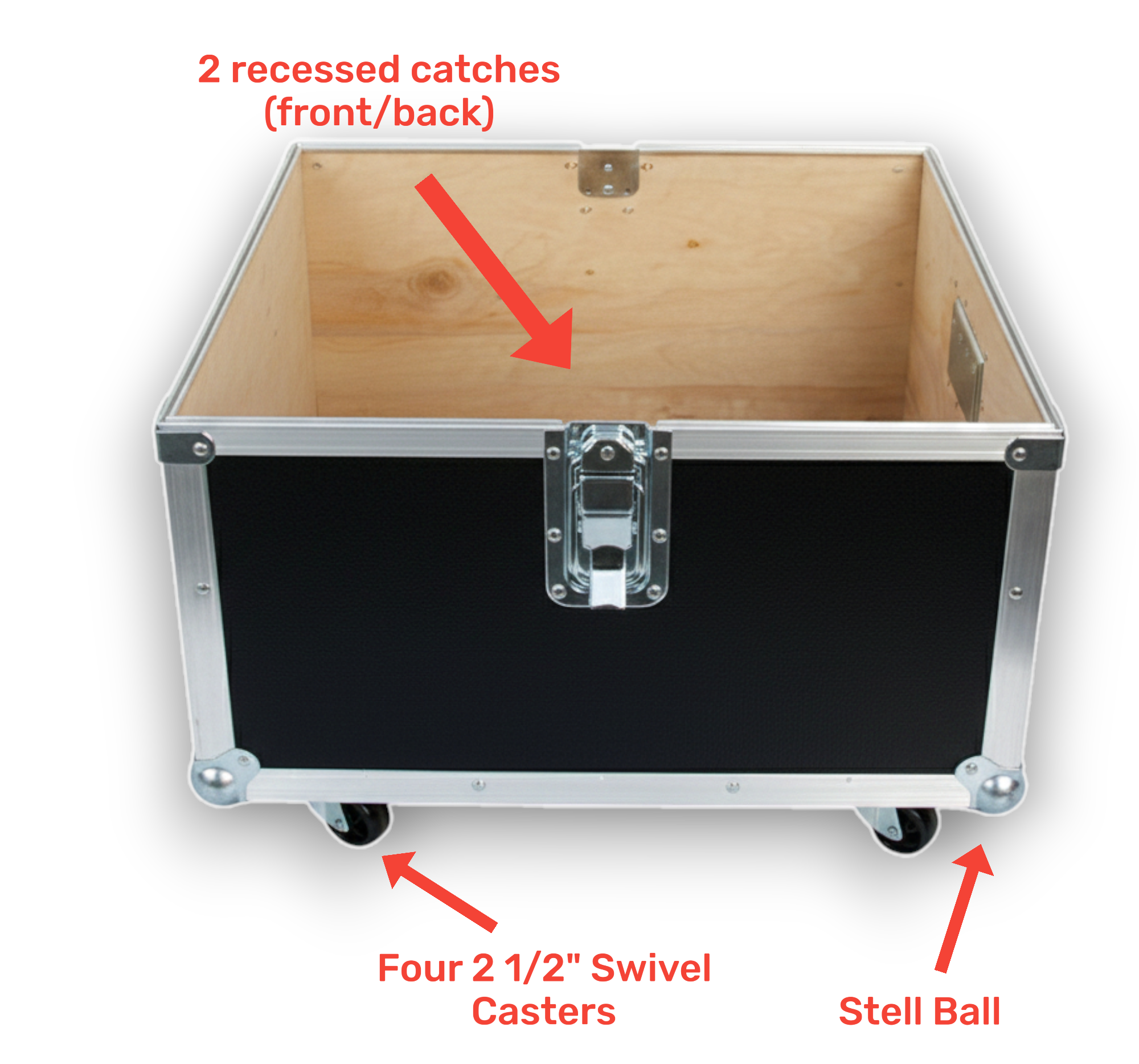 Stackable 23x23x13 ATA Utility Trunk Case with Wheels