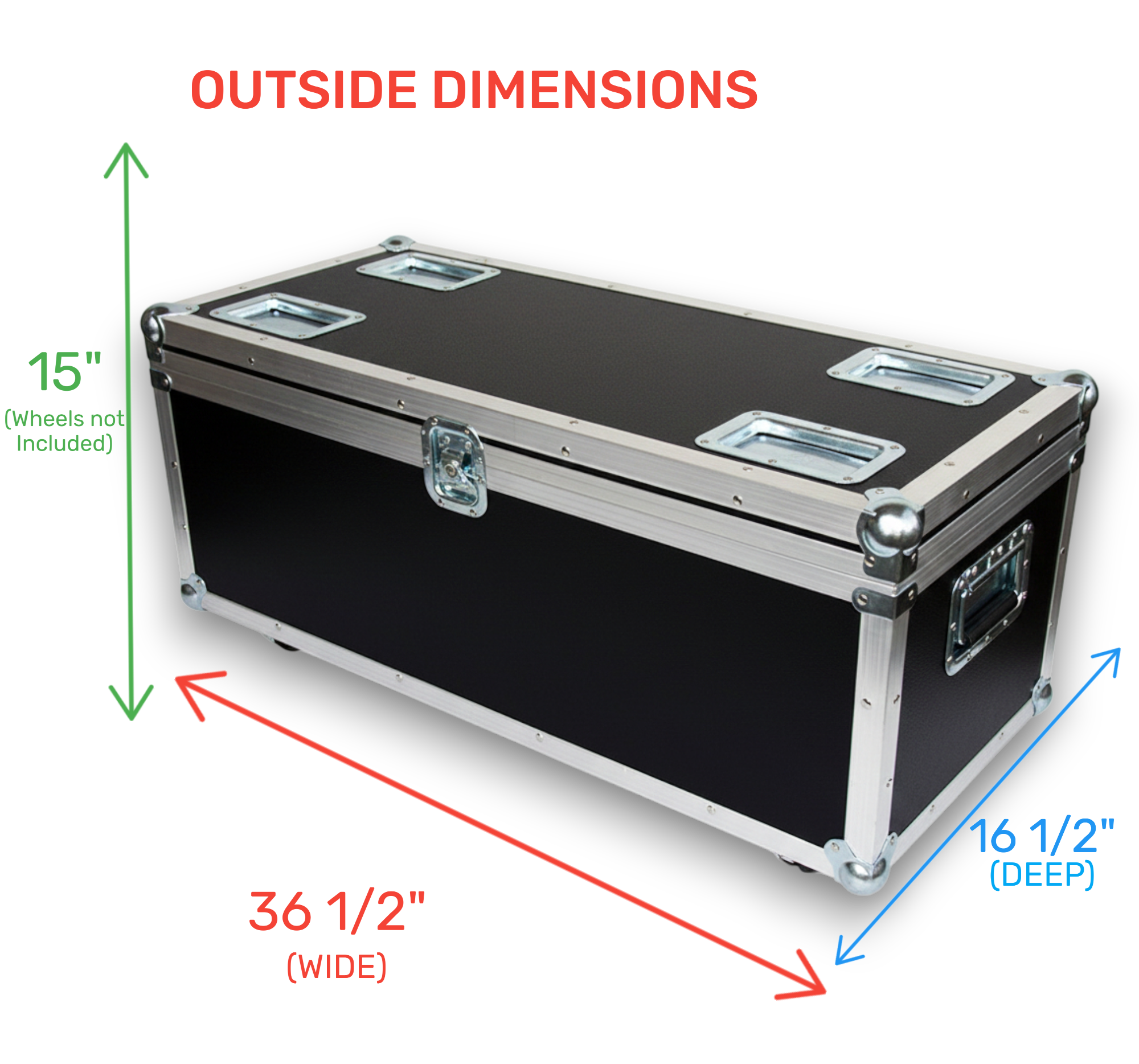 Stackable 35x15x13 ATA Utility Trunk Case with Wheels