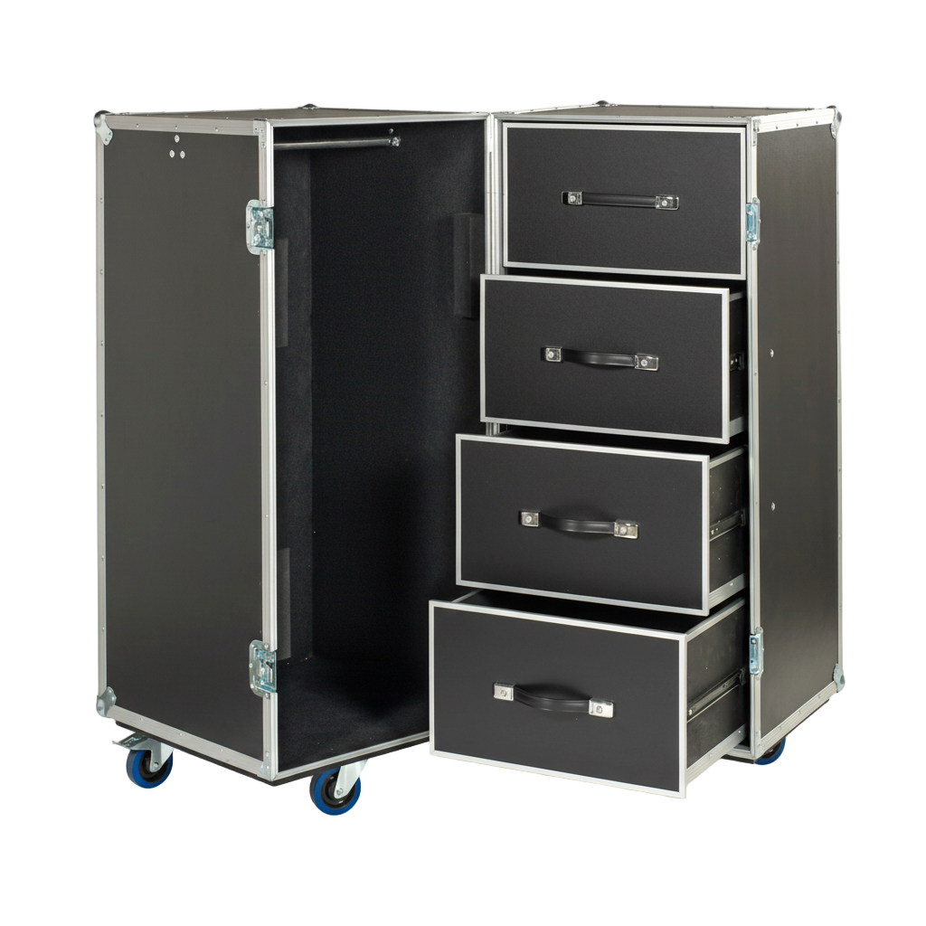 Heavy Duty ATA Wardrobe Case 3/8" Plywood | Double-Sided 4 Drawers