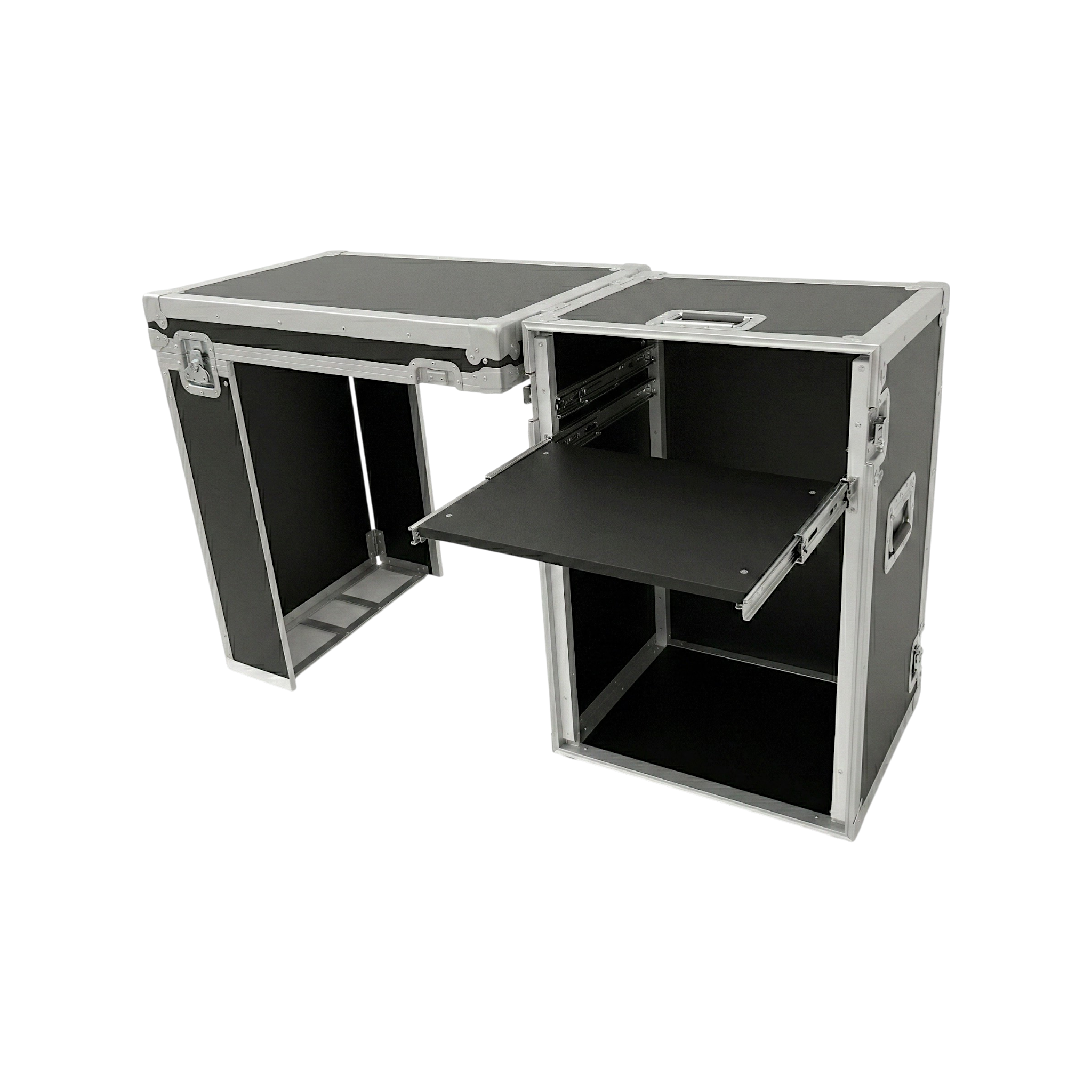 Convertible Rack Desk ATA Case – 16-Space Rack with Shelf