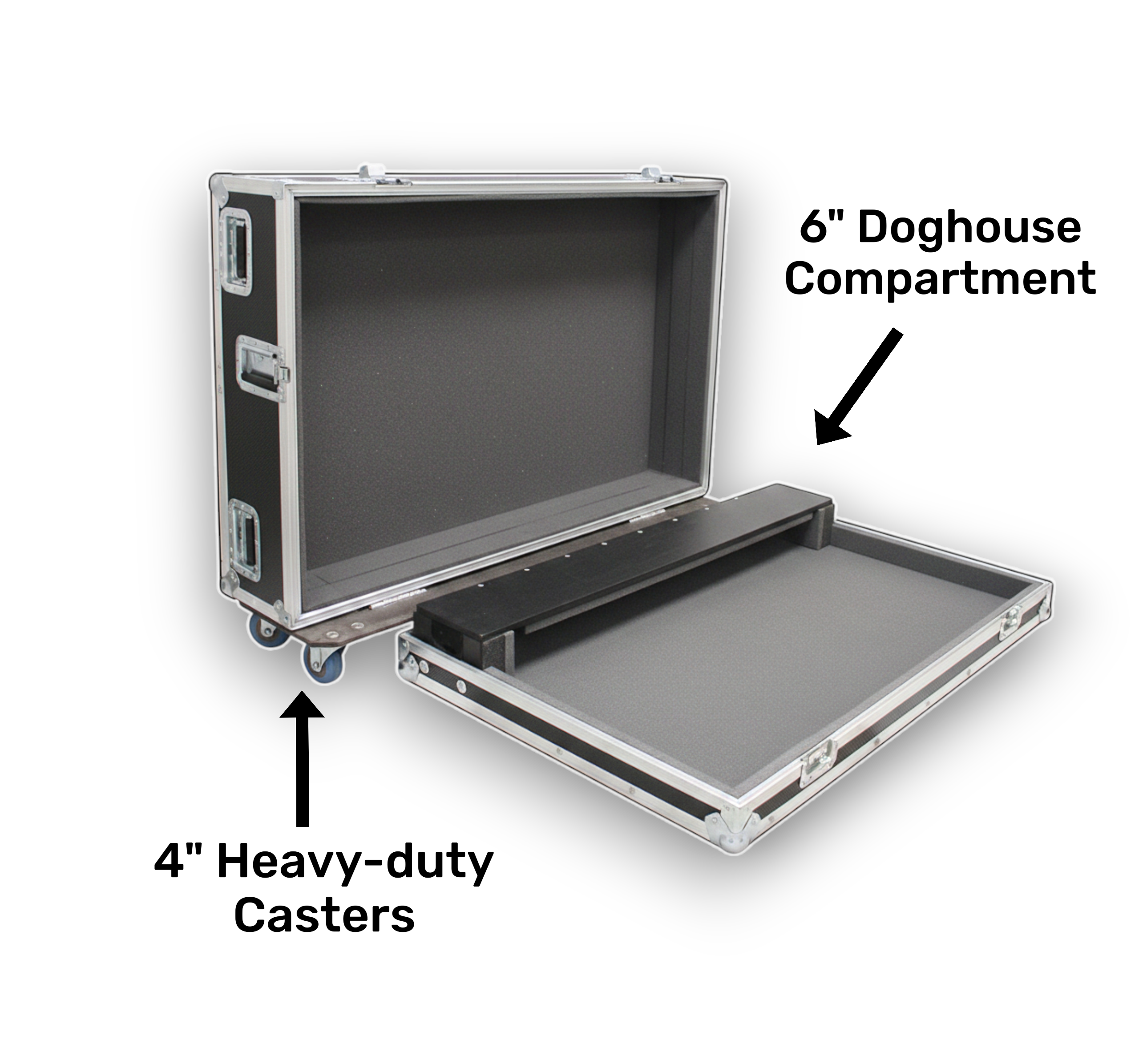 Custom Extra Large Mixer Road Case 45"–60" with Doghouse and Wheels