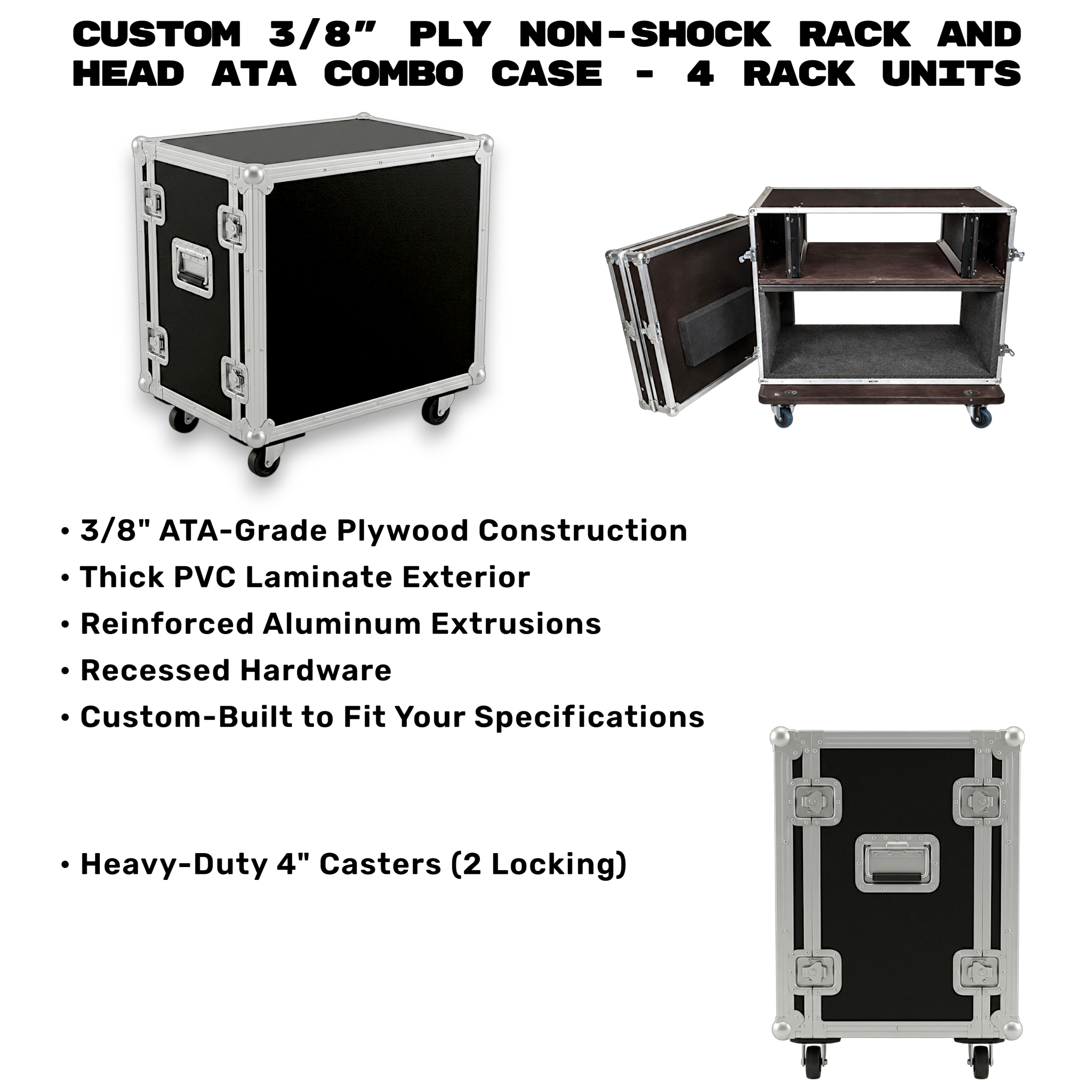 Custom 3/8" Ply Non-Shock Rack And Head ATA Combo Case