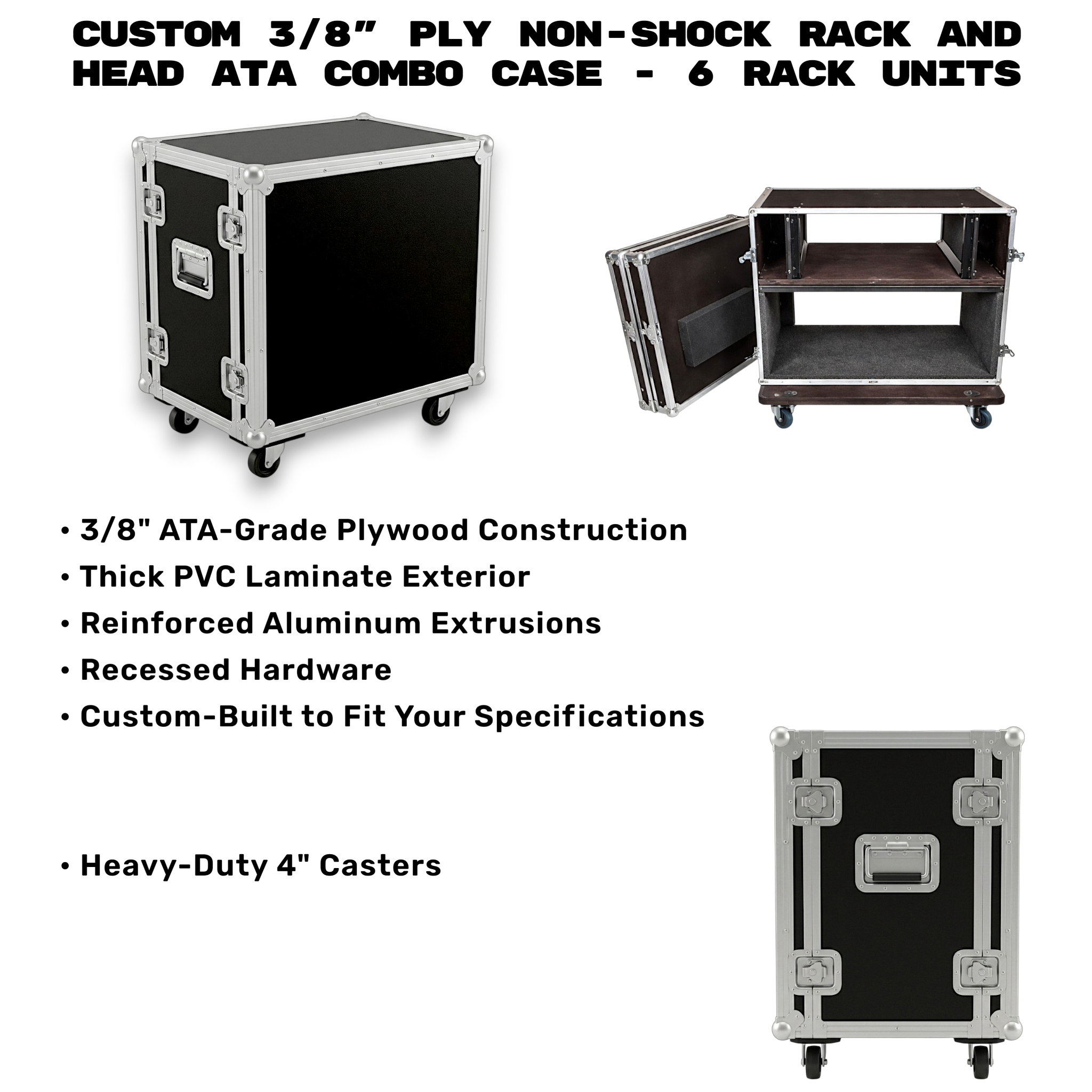 Custom 3/8" Ply Non-Shock Rack And Head ATA Combo Case