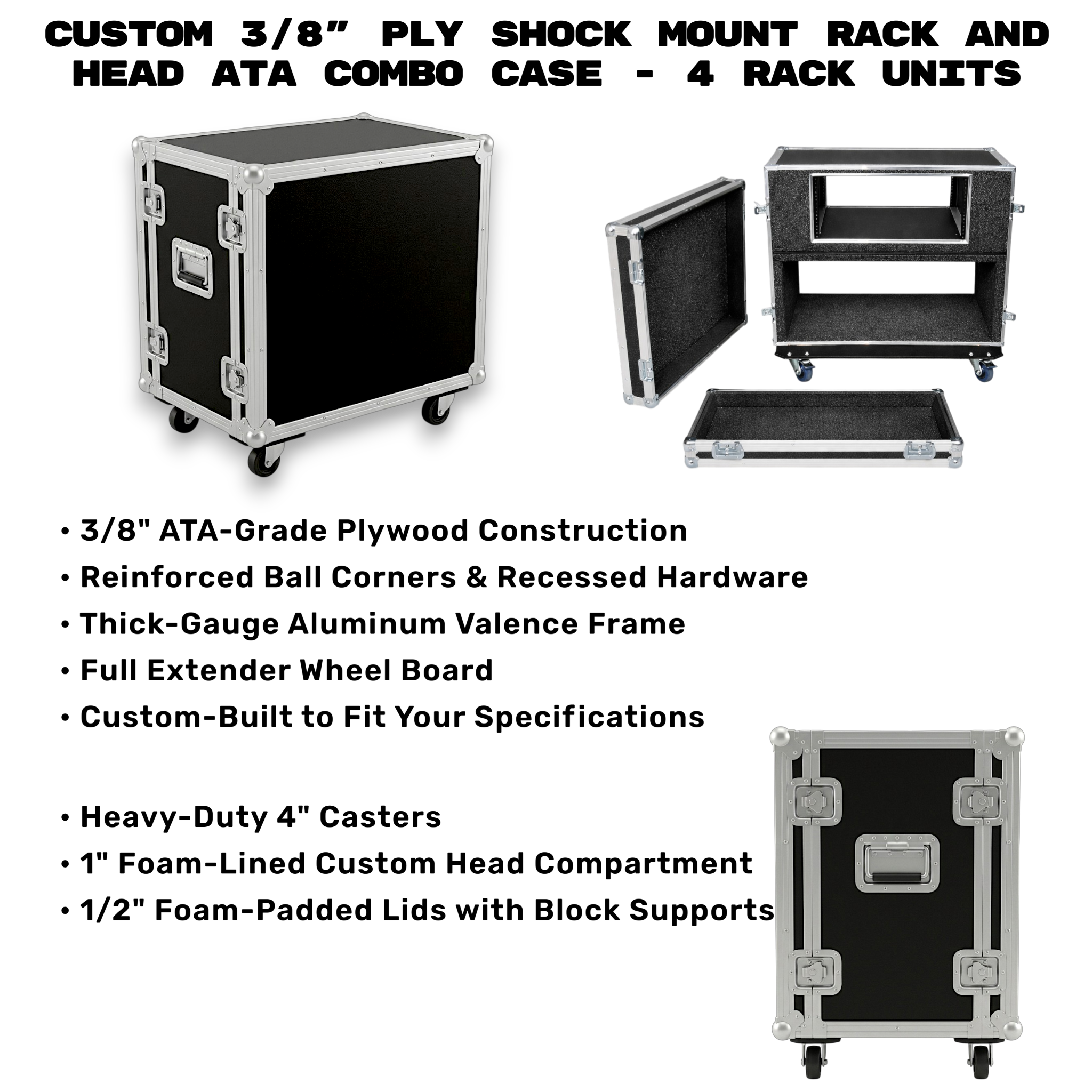 Custom 3/8" Ply Shock Mount Rack And Head ATA Combo Case