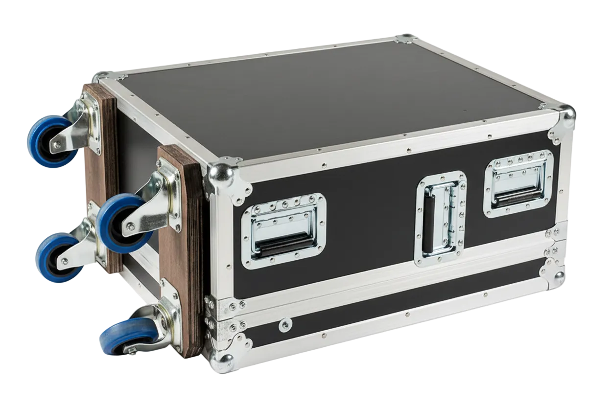 Custom Small Mixer Under 30" Road Case with Doghouse and Wheels