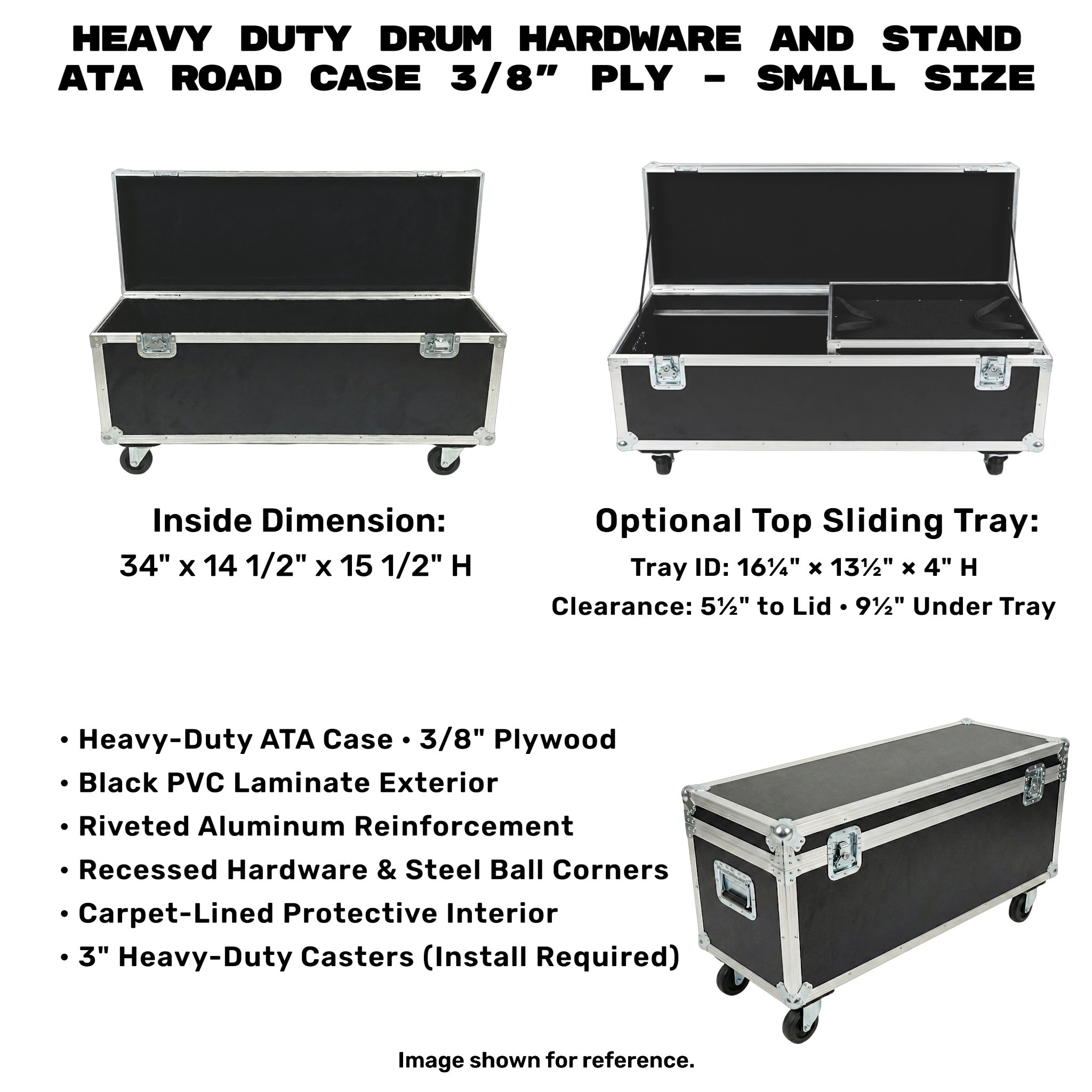 Heavy Duty Drum Hardware and Stand ATA Road Case 3/8" Ply – Small Size