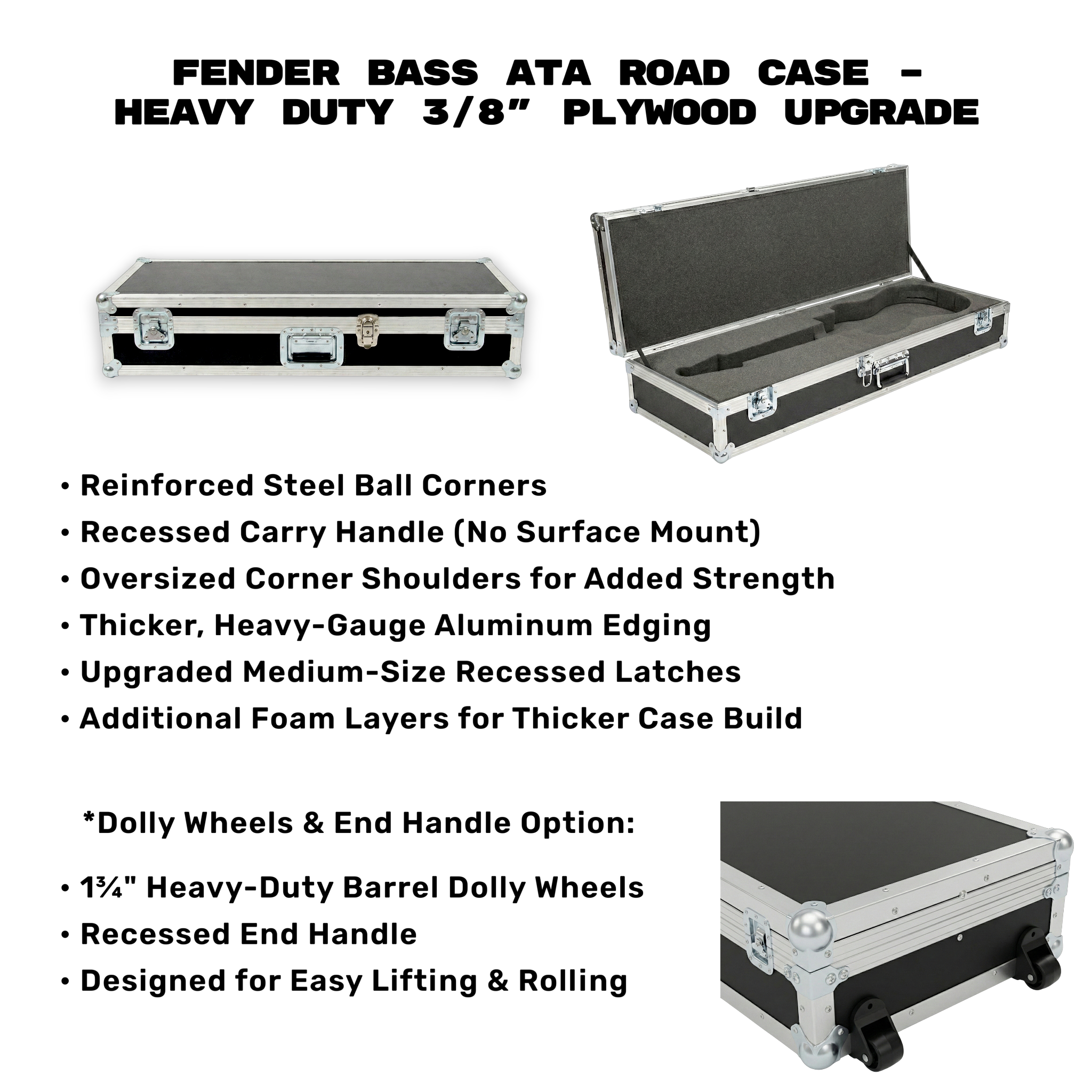 Fender Bass ATA Road Case – 1/4" Light or 3/8" Heavy Duty