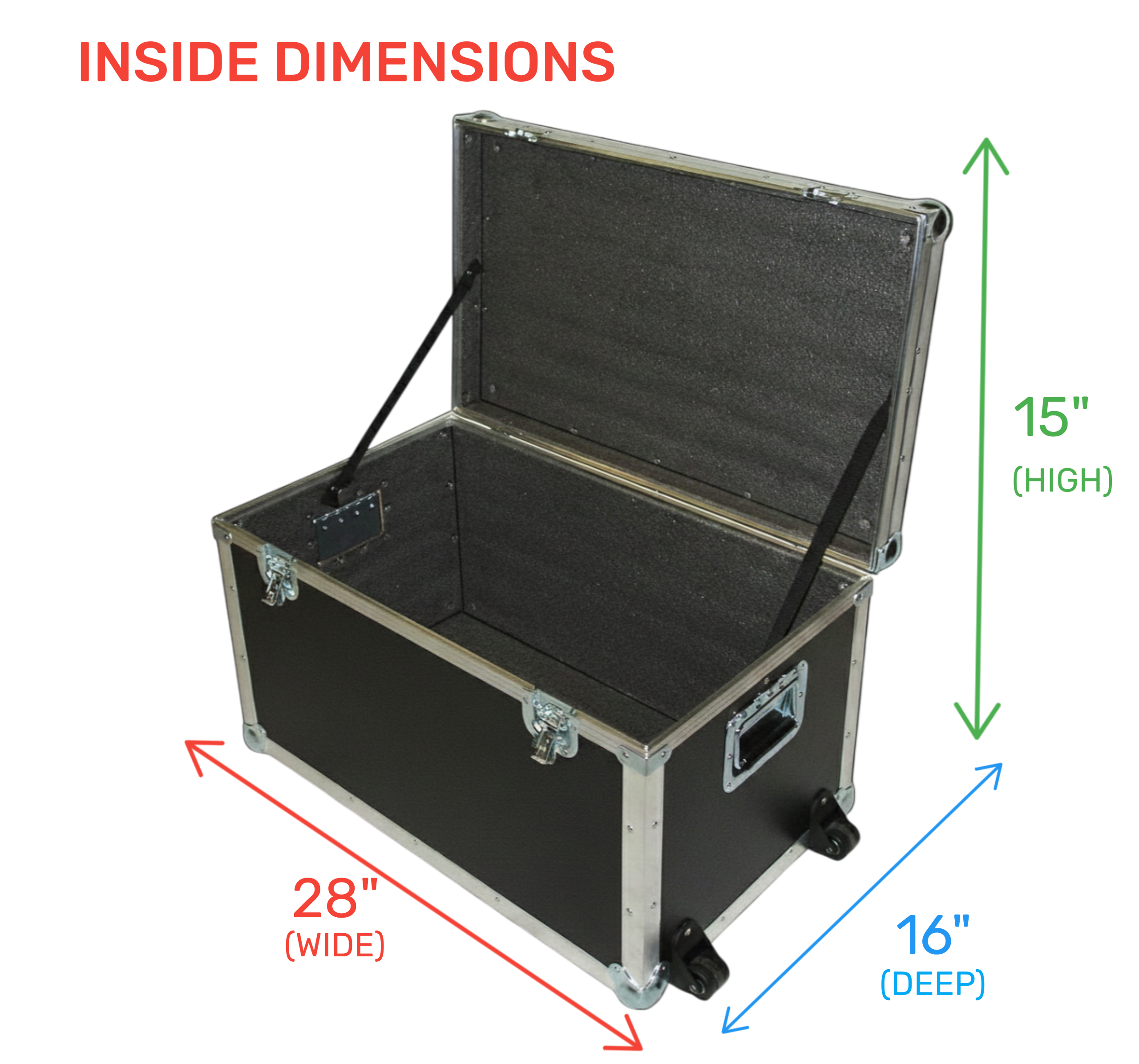 Medium Duty ATA Utility & Supply Trunk Cases w/ Dolly Wheels – 6 Sizes