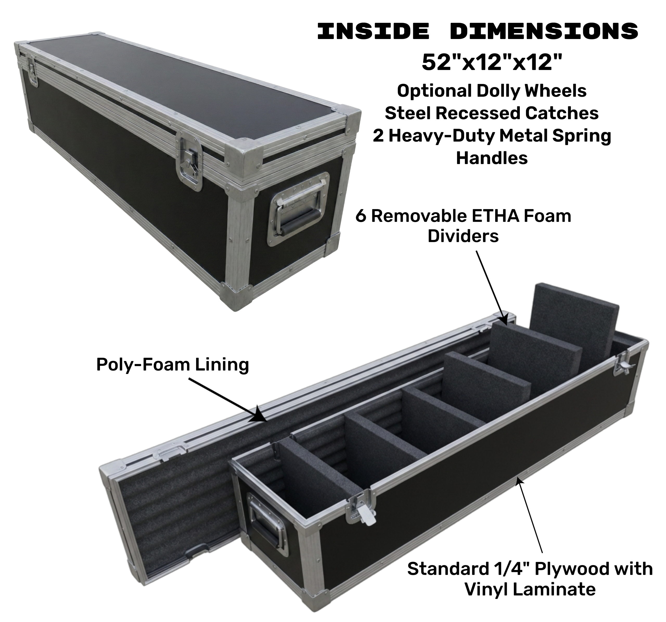 PAR LED ATA Road Case – 6 Removable Dividers, 3 Sizes
