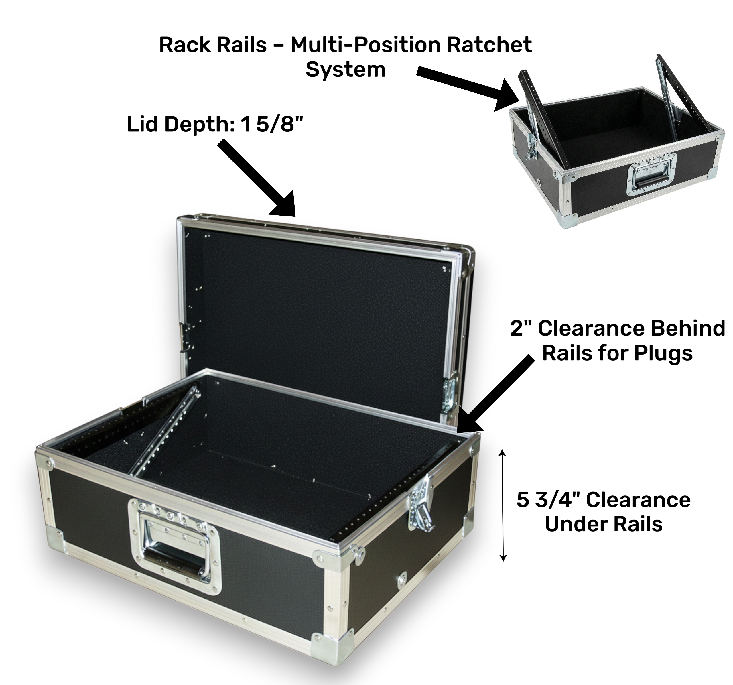 Pop Up Mixer ATA Case – 8 or 10 Space with Adjustable Rails