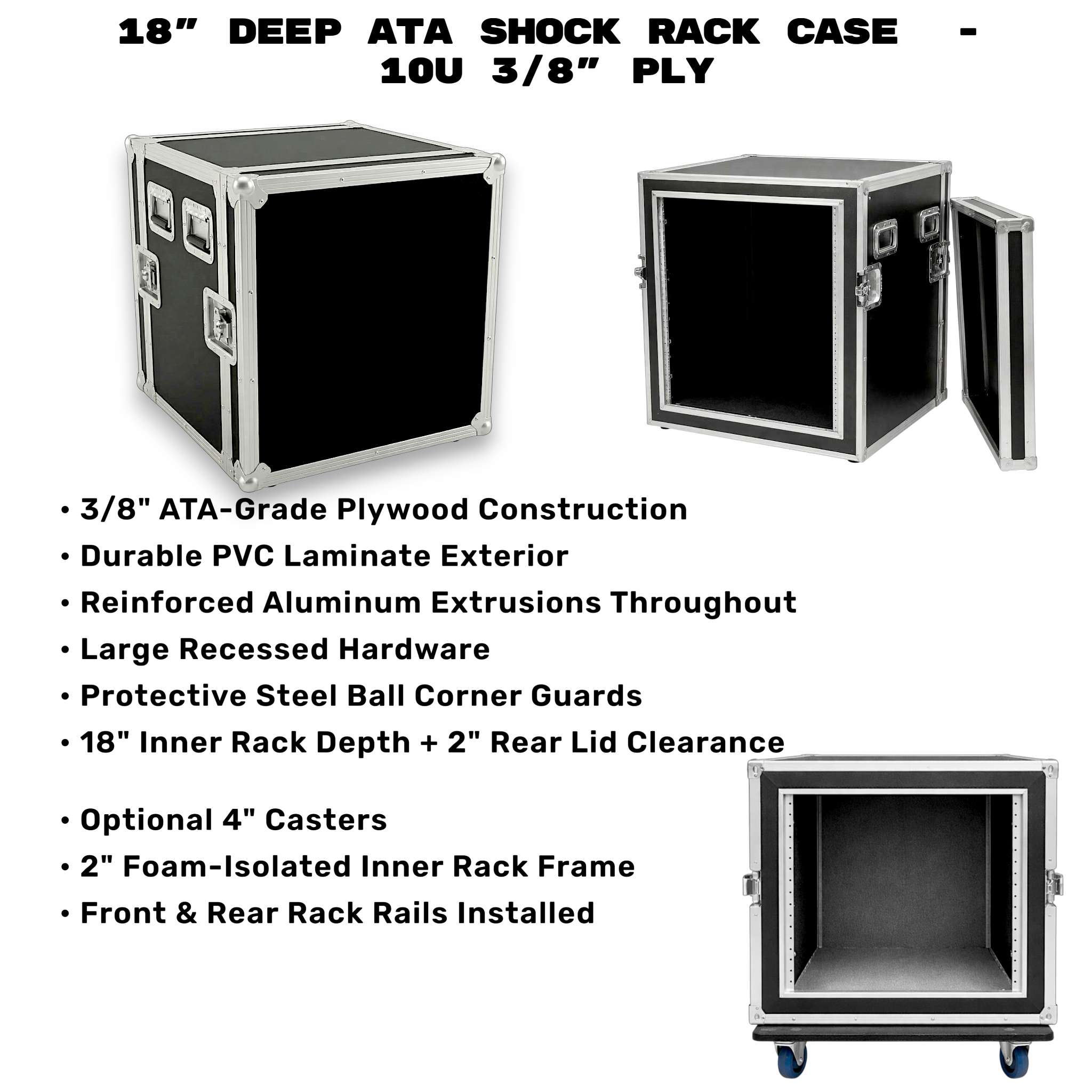 8U / 10U / 12U 18" Deep ATA Shock Rack Case
