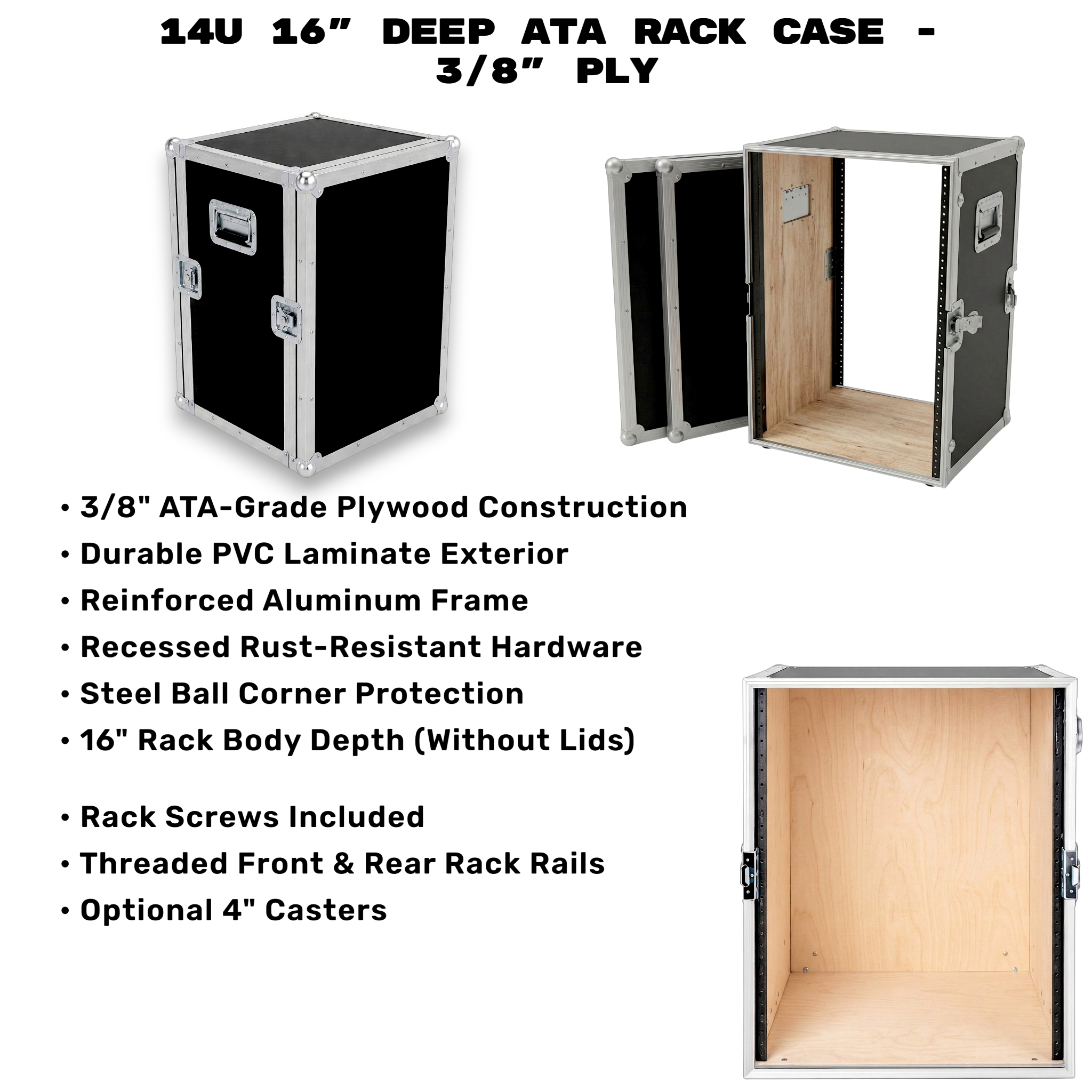 14U 16" Deep ATA Rack Case | 3/8" Ply Heavy-Duty
