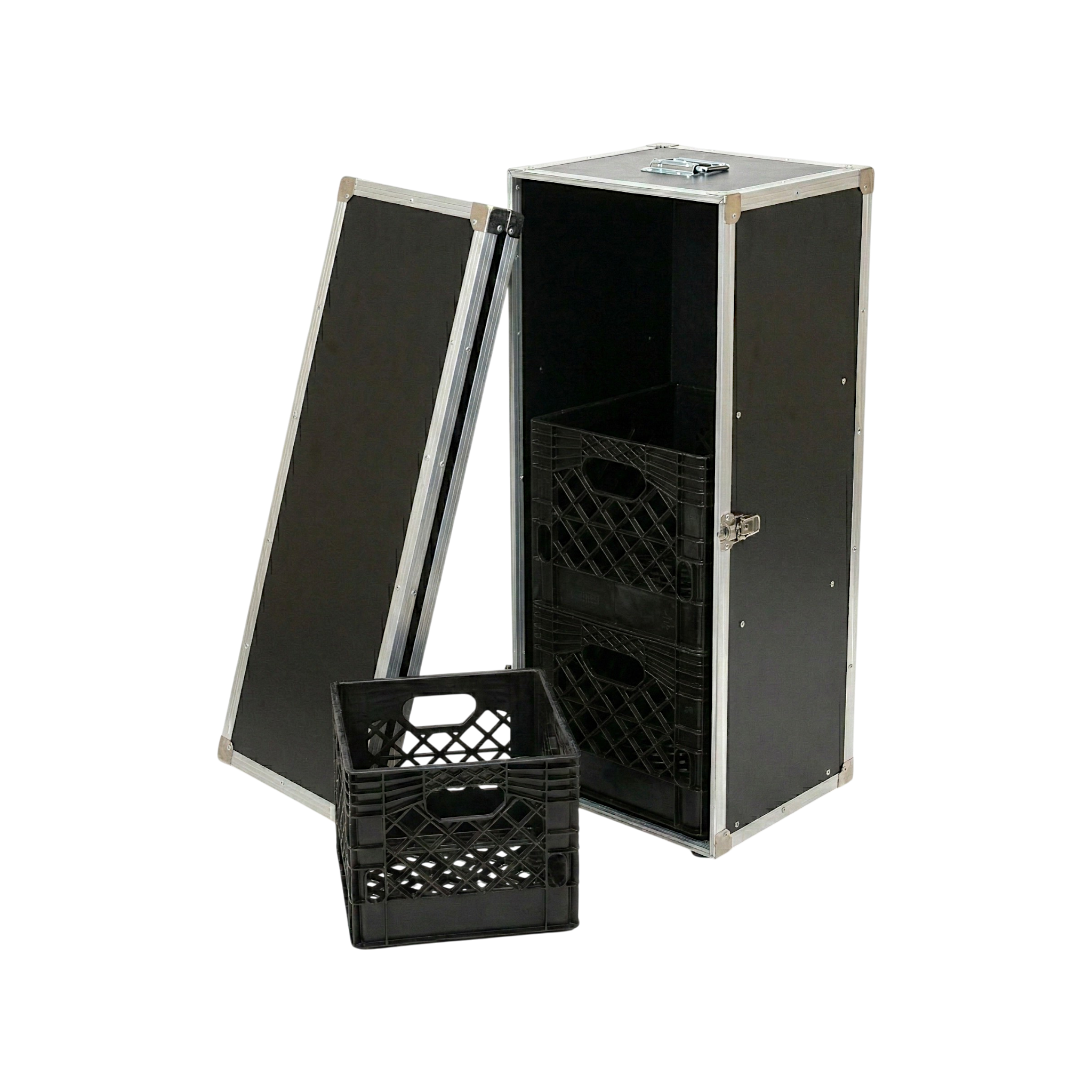 3 Milk Crate Drawer ATA Style Case With Dolly Wheels