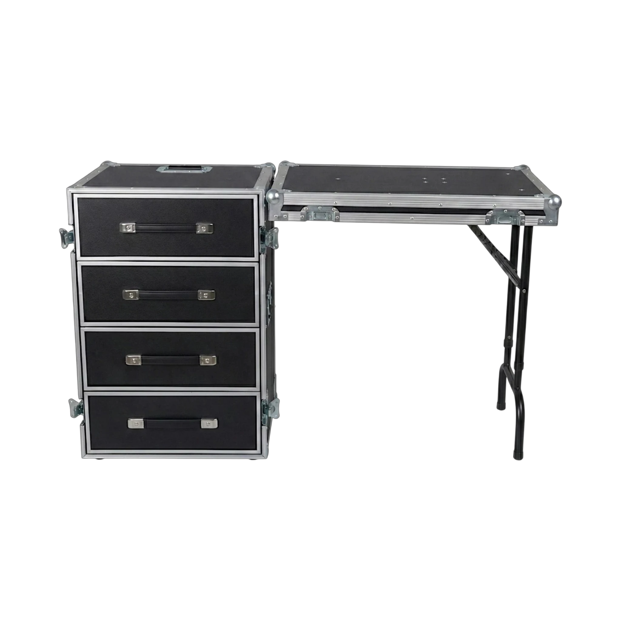 4 Drawer ATA Mobile Workstation With Dolly Wheels, open view