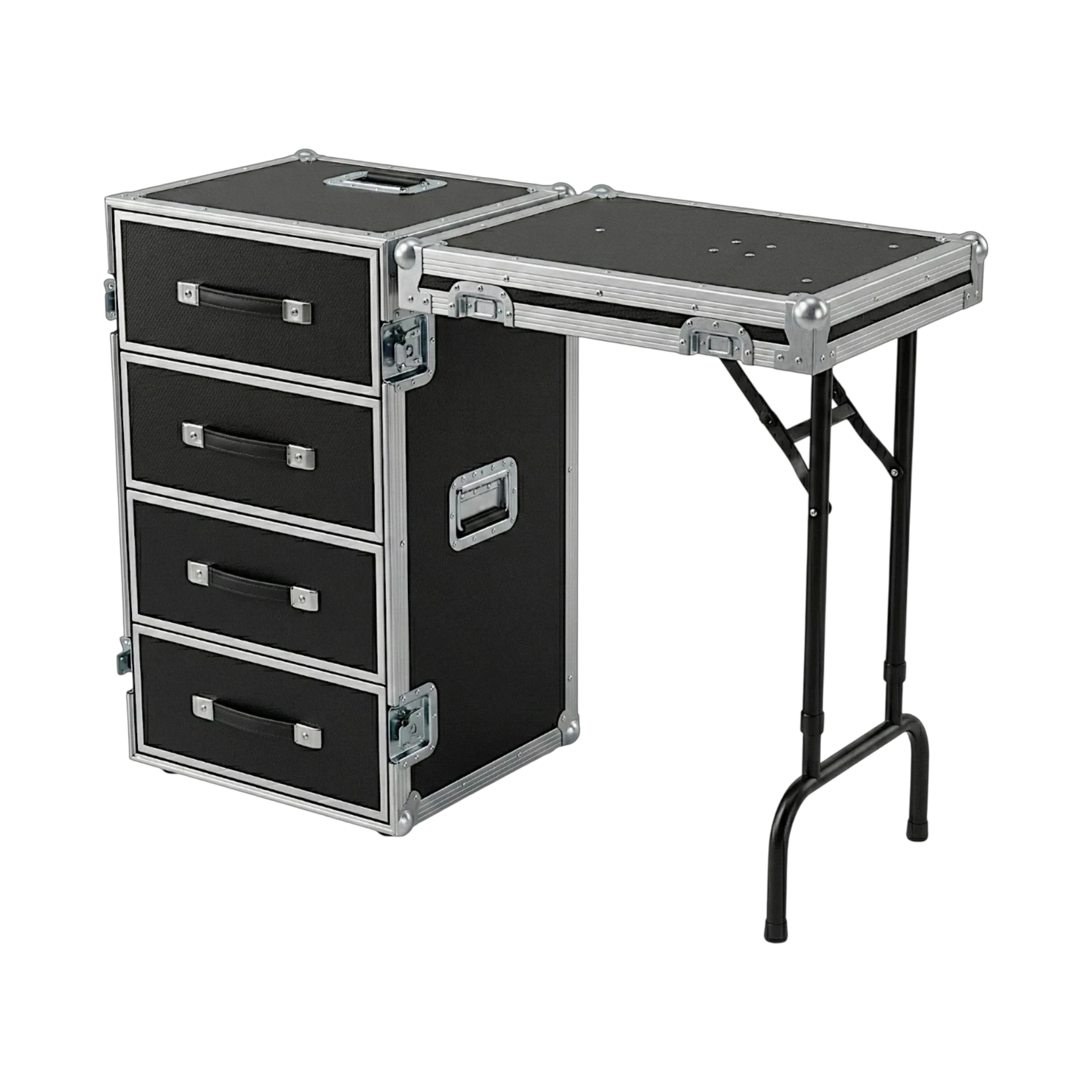 4 Drawer ATA Mobile Workstation With Dolly Wheels, open workstation table
