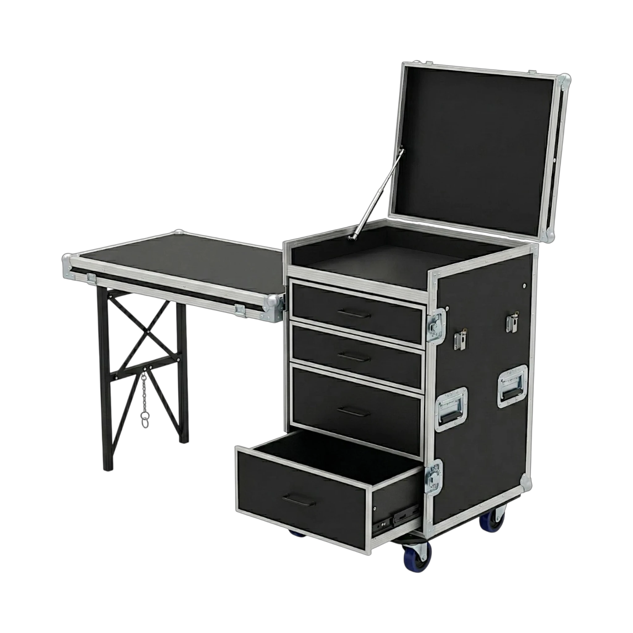 4 Drawer ATA Workstation With Flip-Up Top Lid, open view