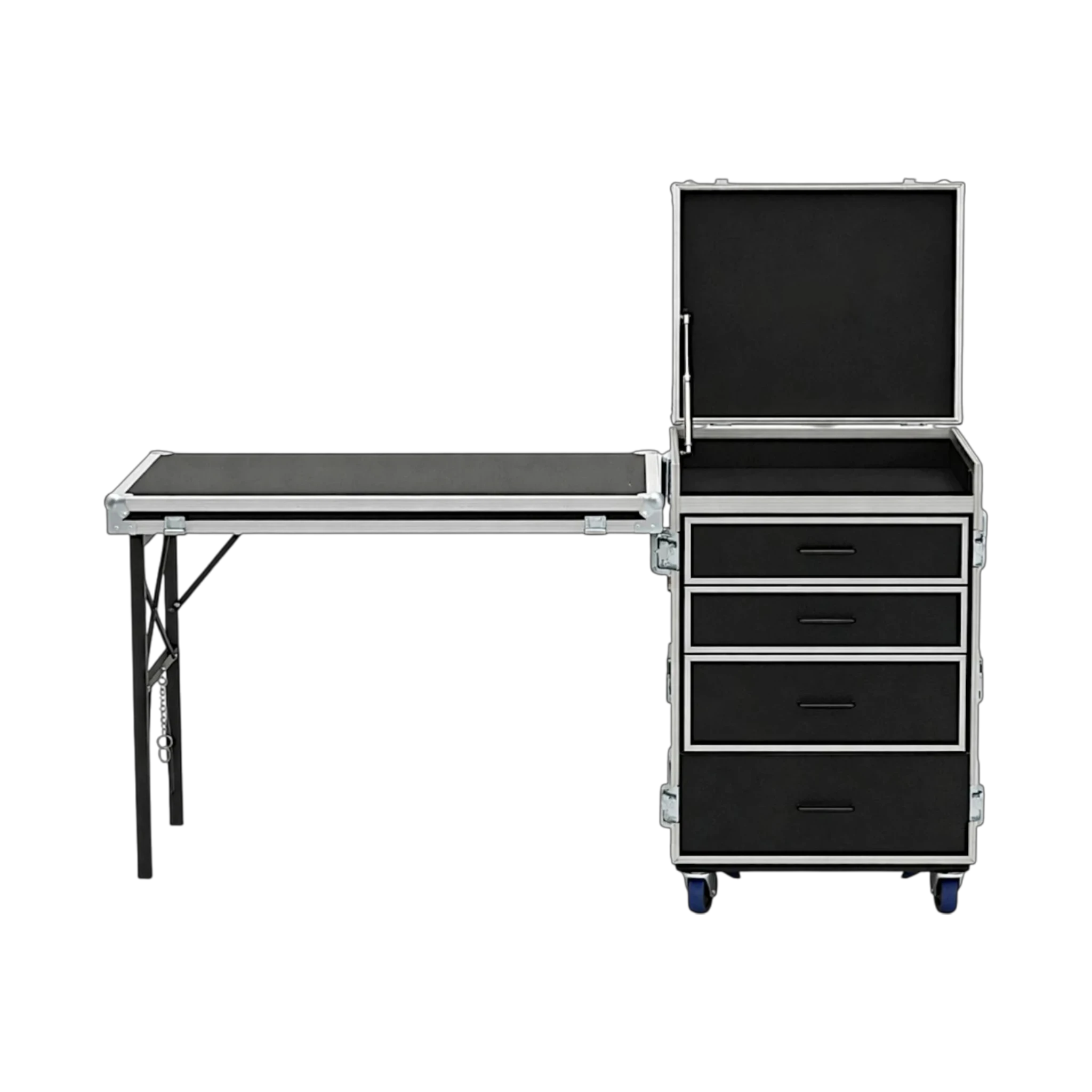 4 Drawer ATA Workstation With Flip-Up Top Lid, open workstation table