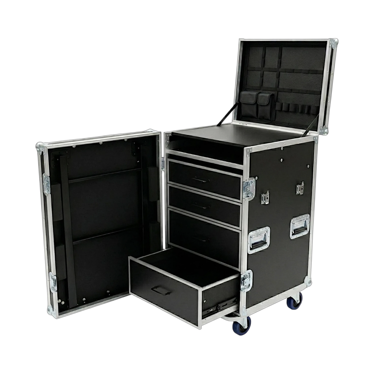 4 Drawer ATA Workstation With Flip-Up Top Lid, flip-up top lid opened