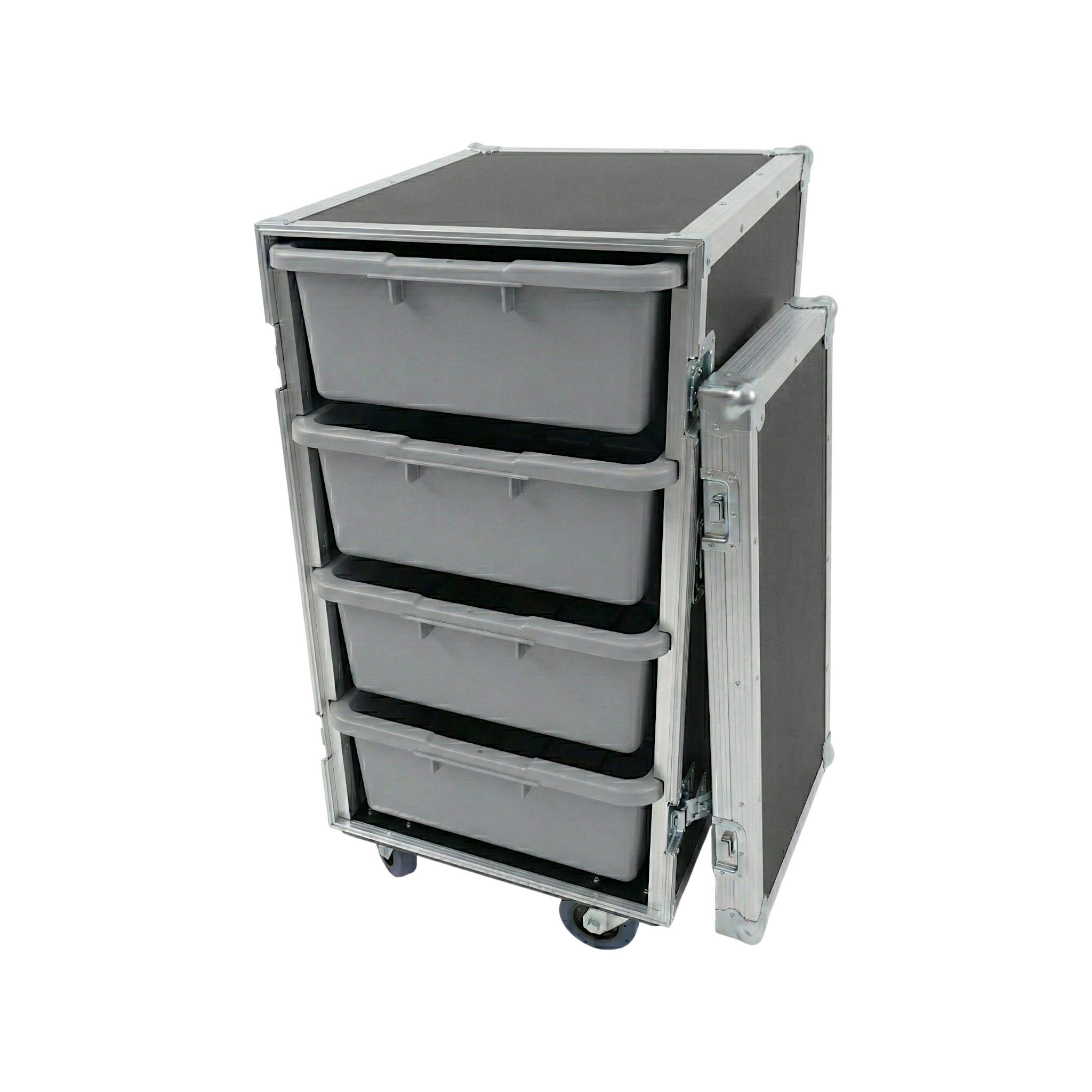 4 Large Tub Drawer ATA Case 3/8" Ply With Wheels