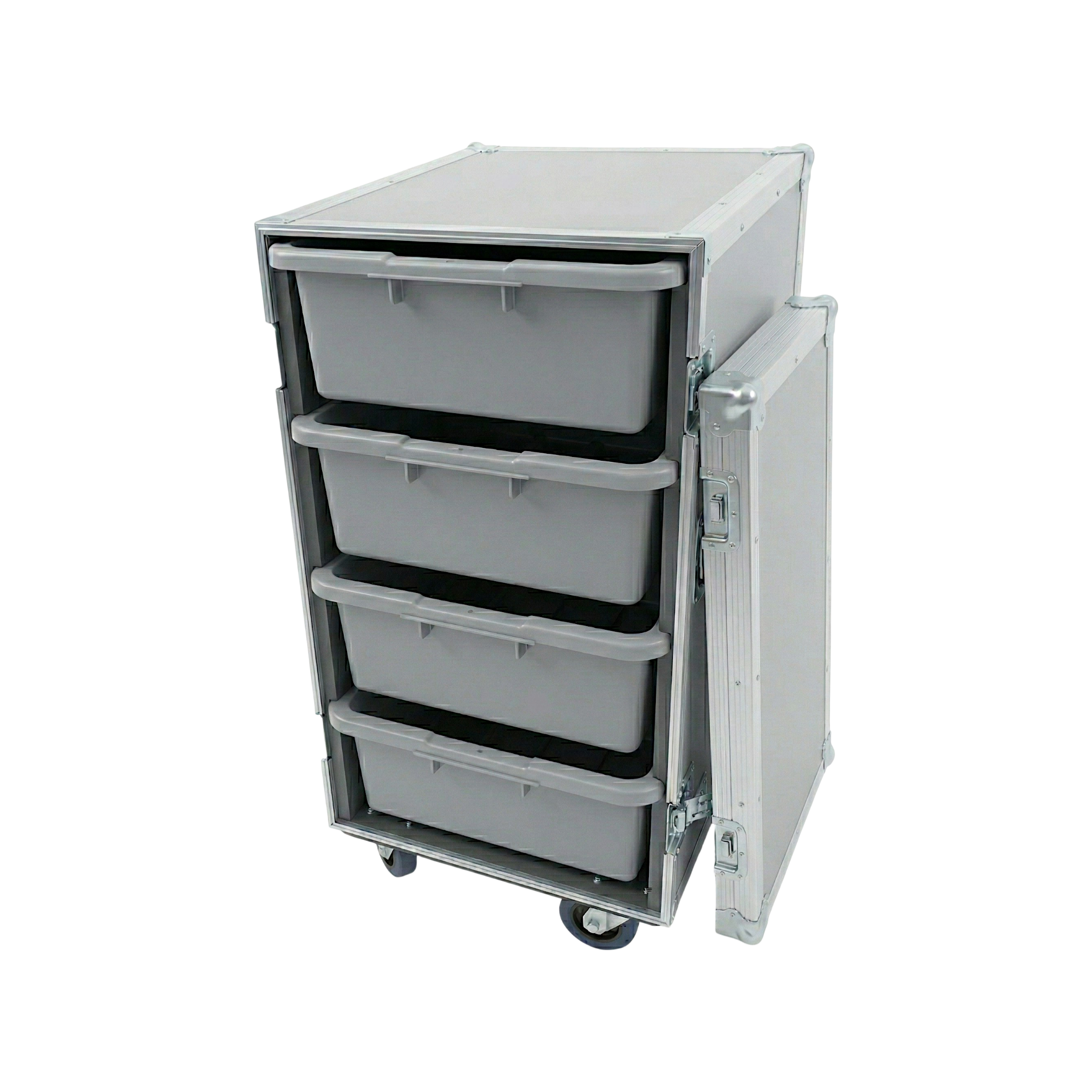 4 Large Tub Drawer ATA Case 3/8" Ply With Wheels
